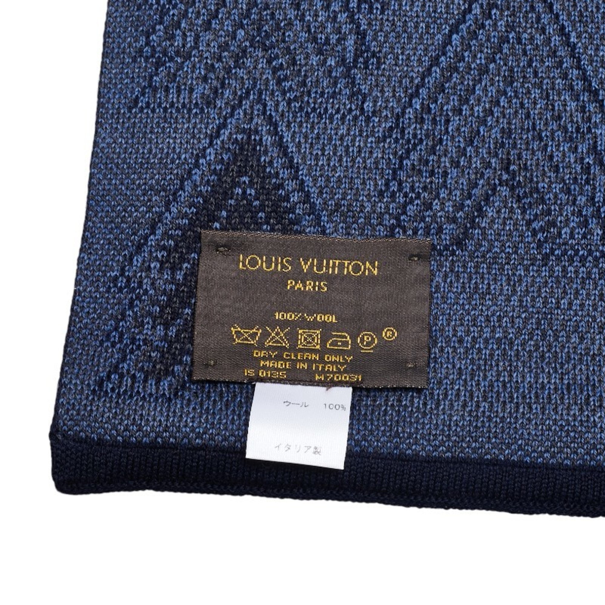 Louis Vuitton Echarpe Triple V Scarf M70031 Navy Blue Wool Women's LOUIS VUITTON