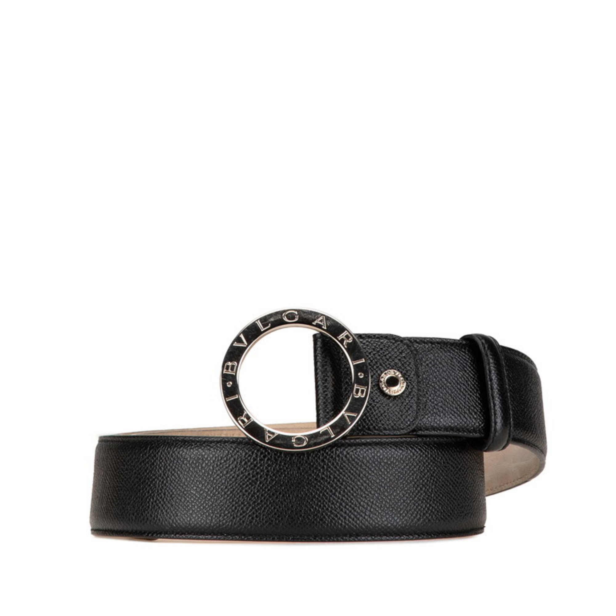 BVLGARI B.zero1 Belt 44 110 Black Silver Leather Men's