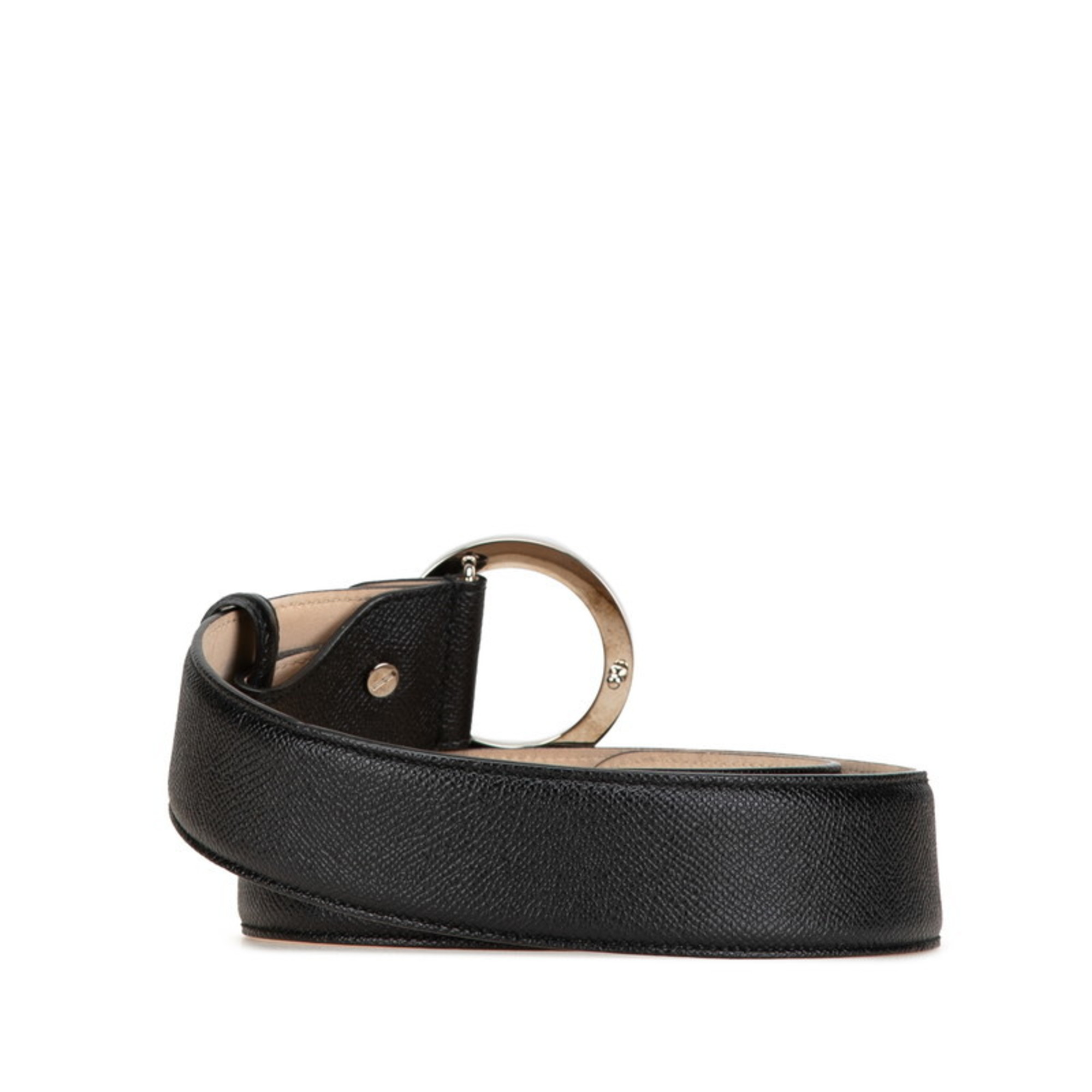 BVLGARI B.zero1 Belt 44 110 Black Silver Leather Men's