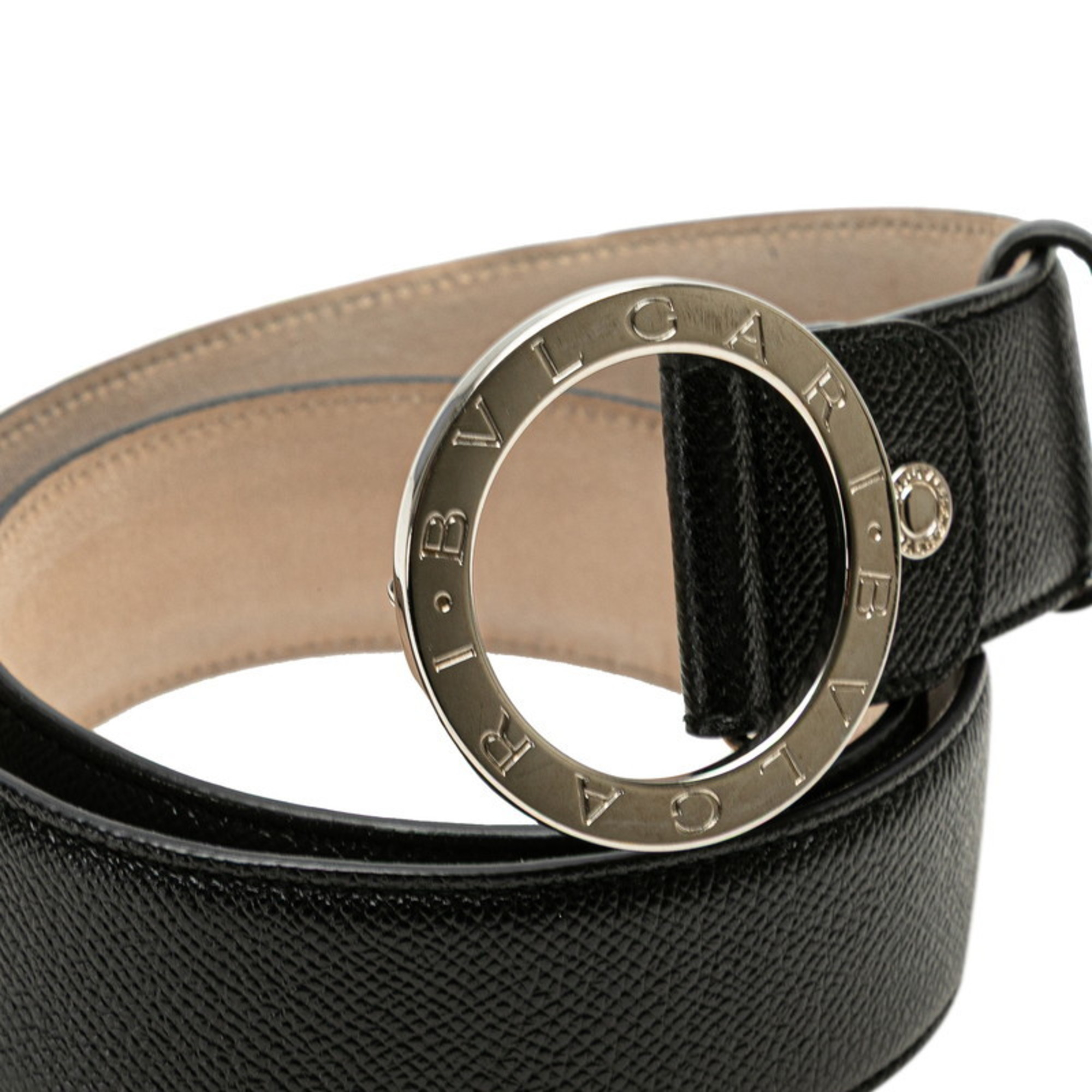 BVLGARI B.zero1 Belt 44 110 Black Silver Leather Men's