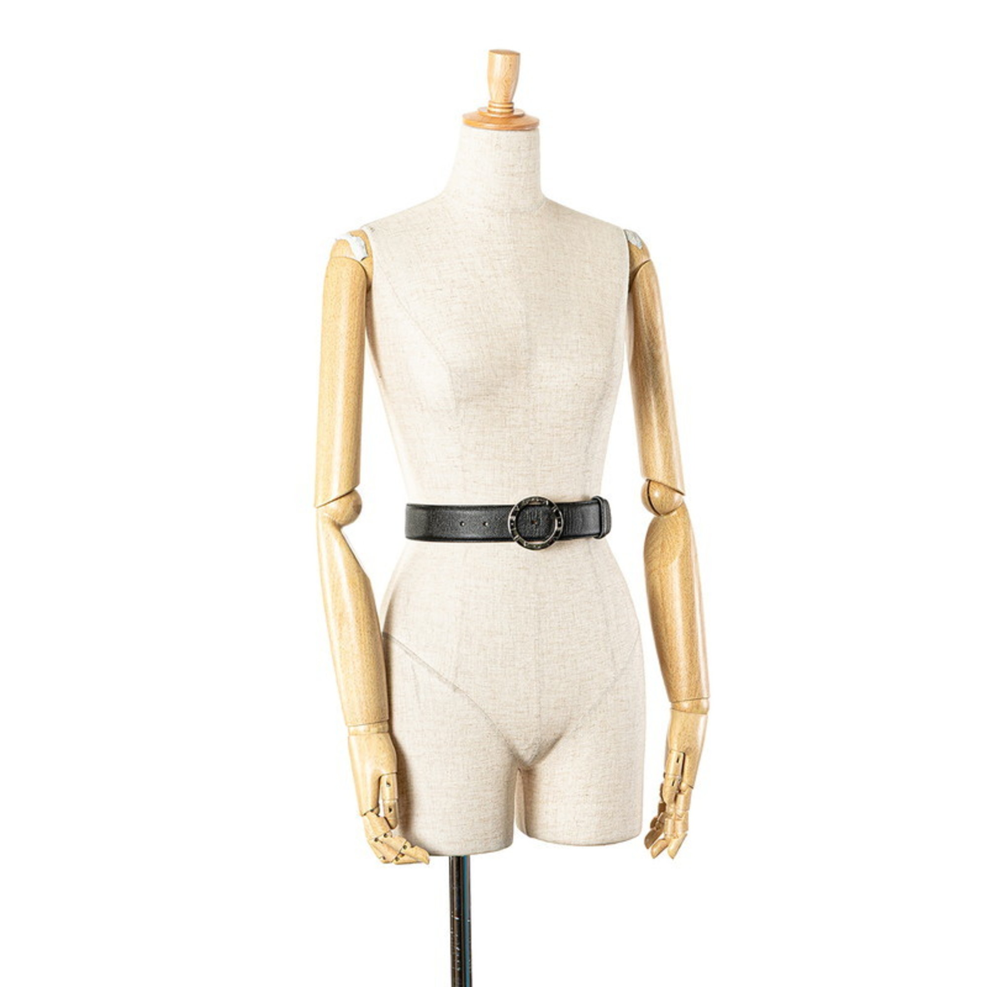 BVLGARI B.zero1 Belt 44 110 Black Silver Leather Men's