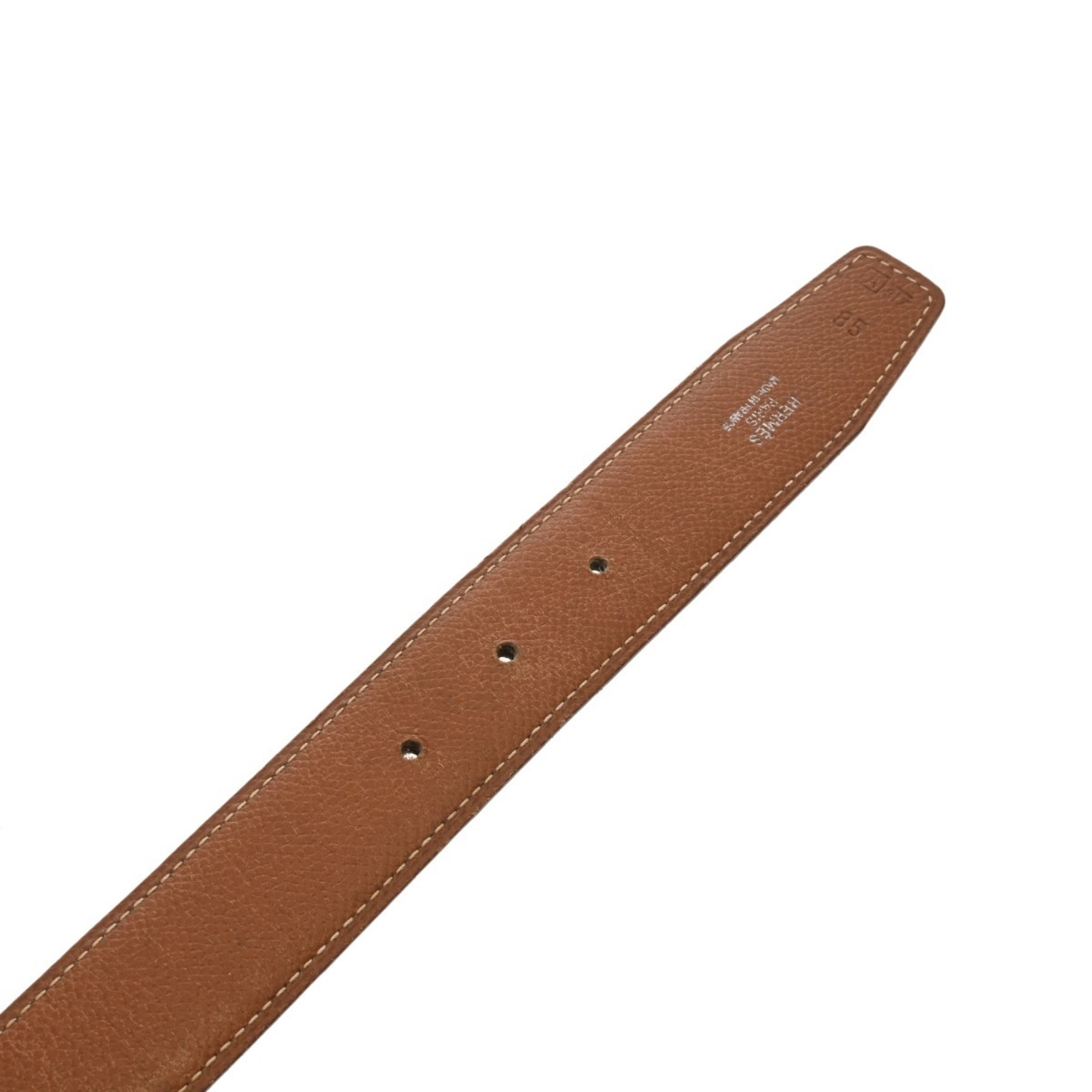 HERMES Touareg Buckle, Size 85, Black/Gold, A Stamp (circa 1997), Men's Box Calf Scarf, Kushvel Belt, B-Rank, Pre-Owned, Ginzo