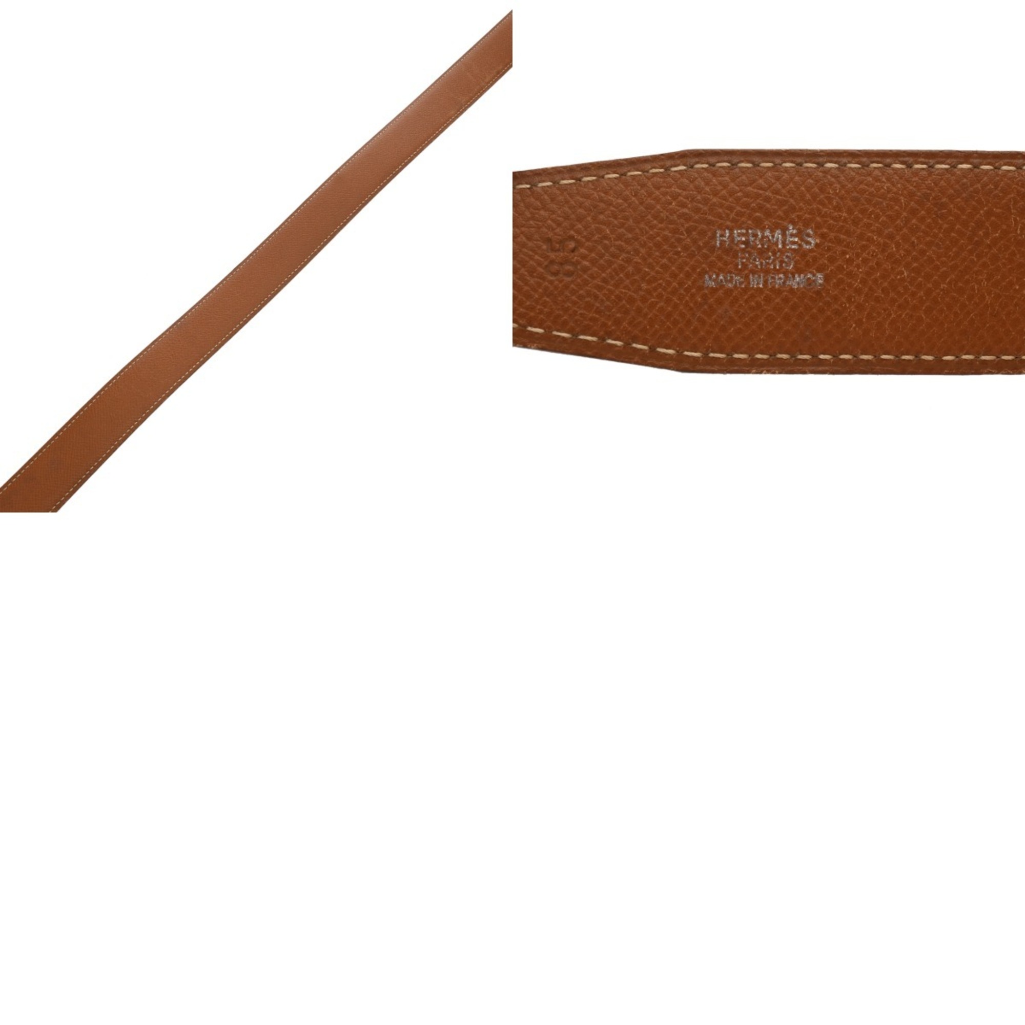 HERMES Touareg Buckle, Size 85, Black/Gold, A Stamp (circa 1997), Men's Box Calf Scarf, Kushvel Belt, B-Rank, Pre-Owned, Ginzo