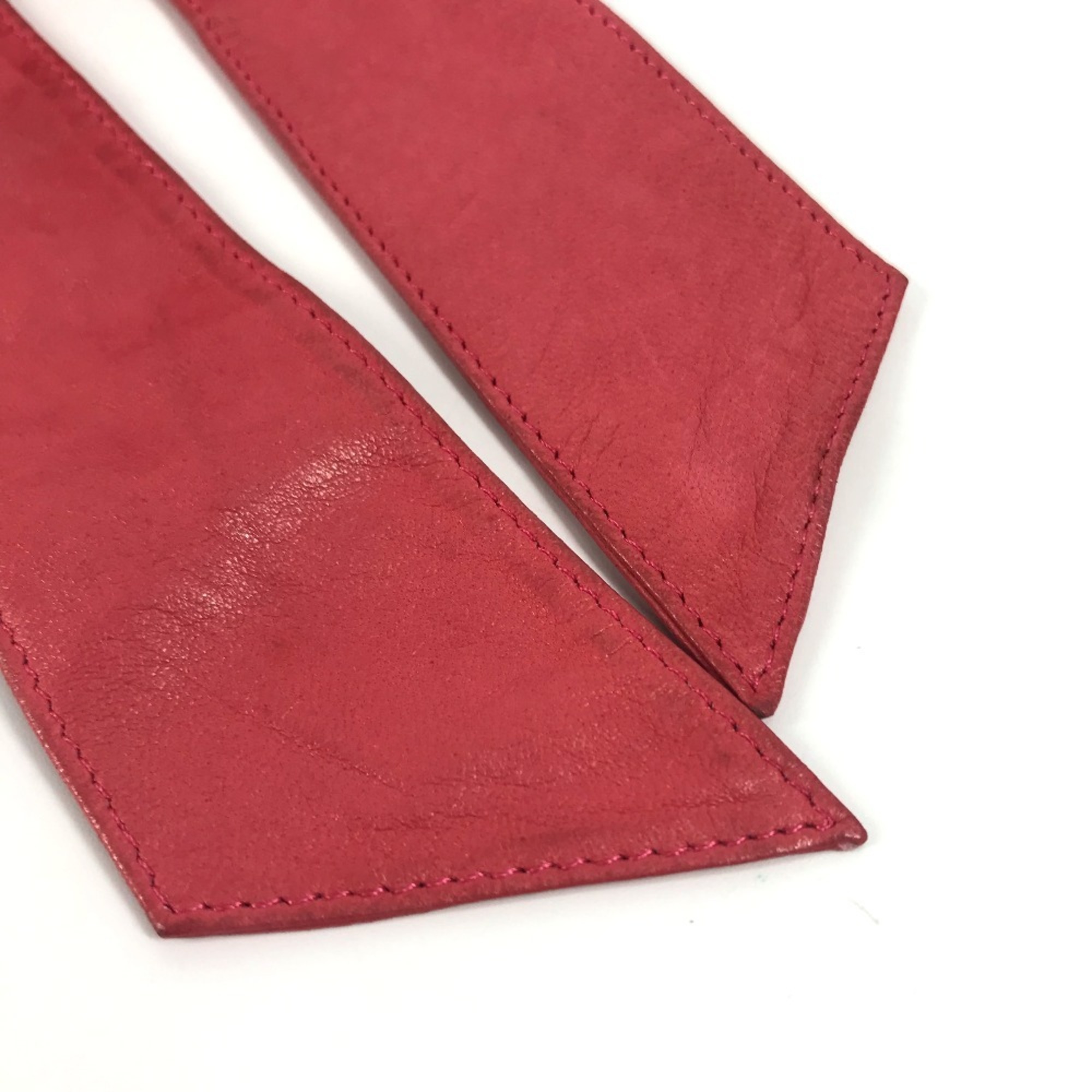 CHANEL Vintage Coin Chain Belt Fashion Accessory Ribbon Leather Women's Pink