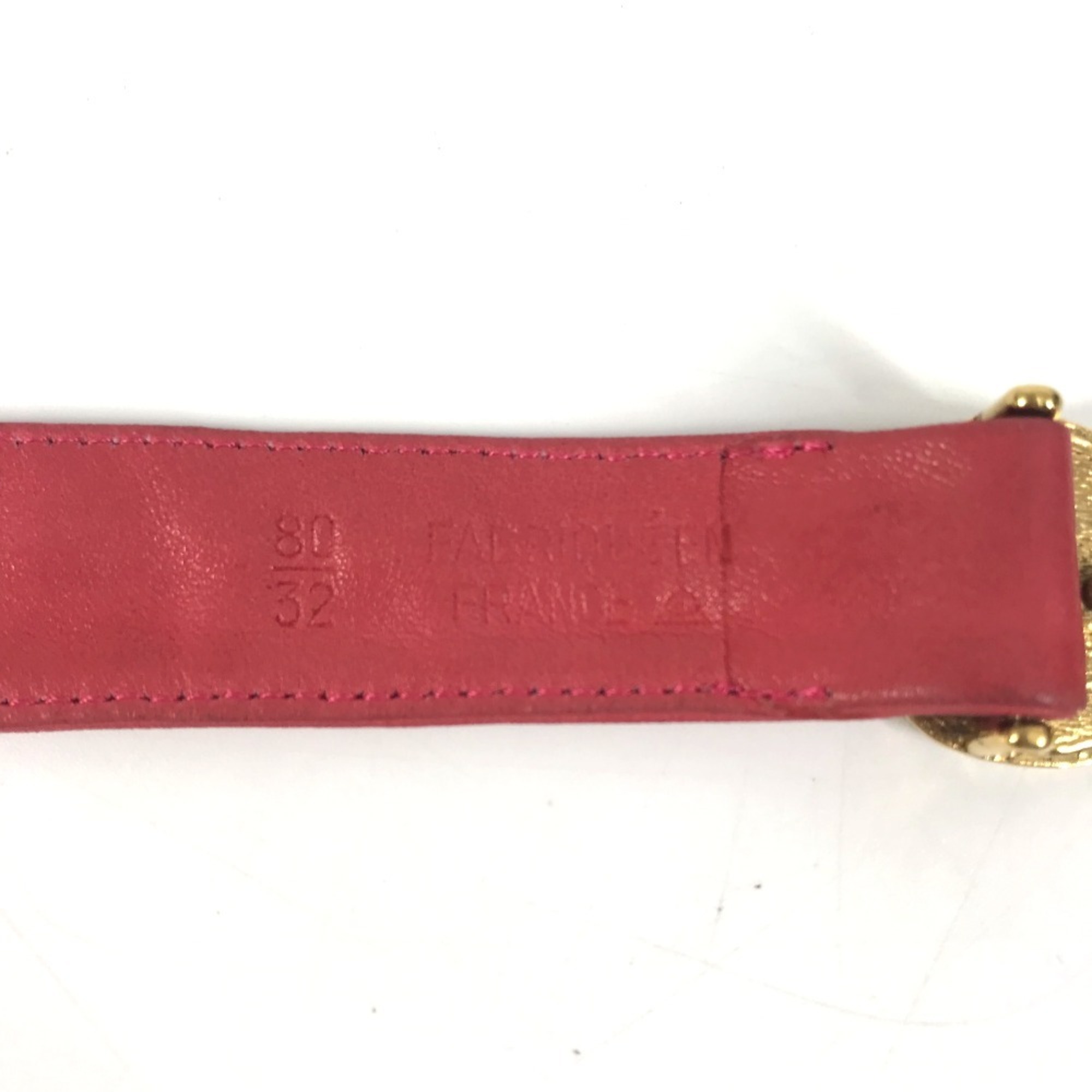 CHANEL Vintage Coin Chain Belt Fashion Accessory Ribbon Leather Women's Pink