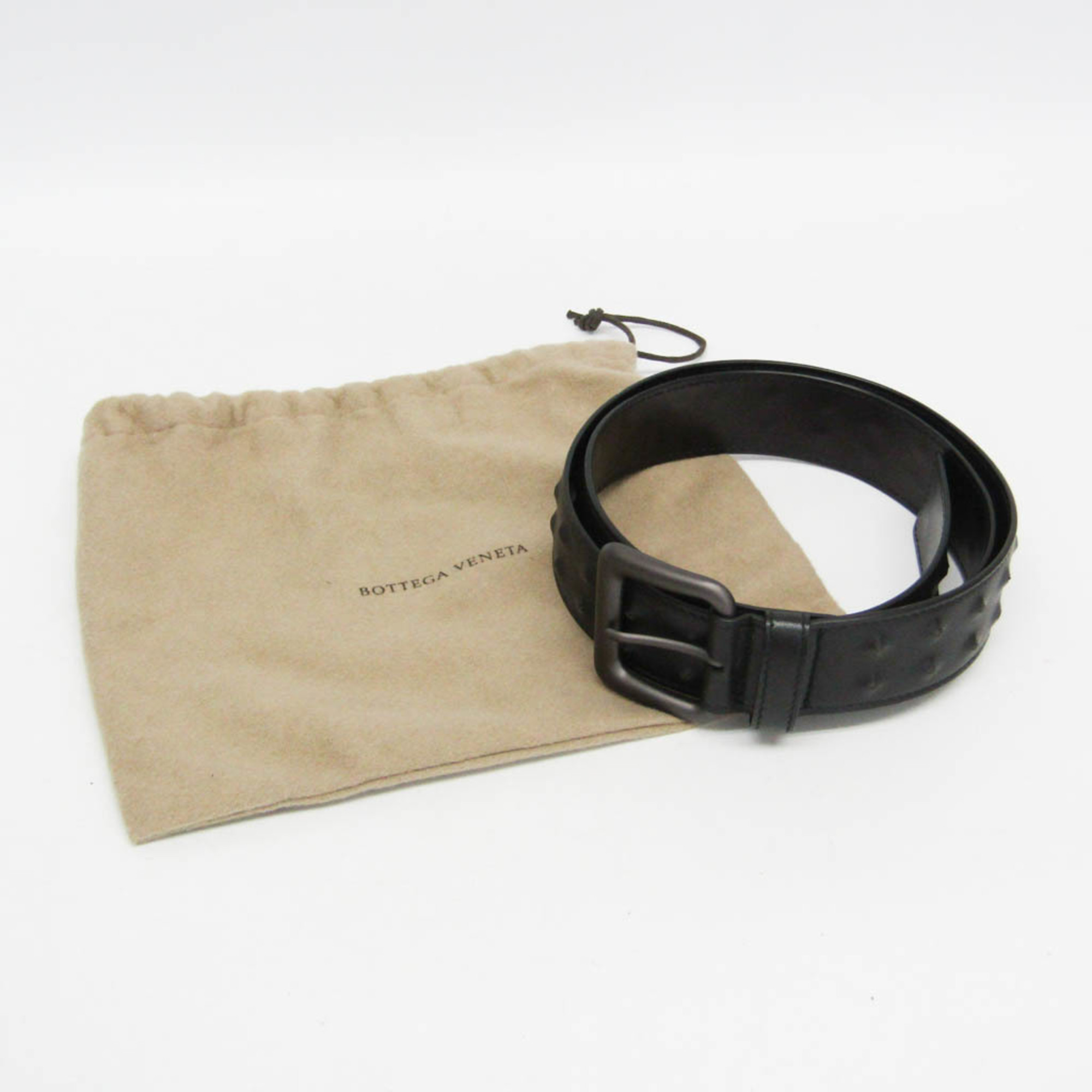 Bottega Veneta Hidden Studs Men,Women Leather Standard Belt Black 90