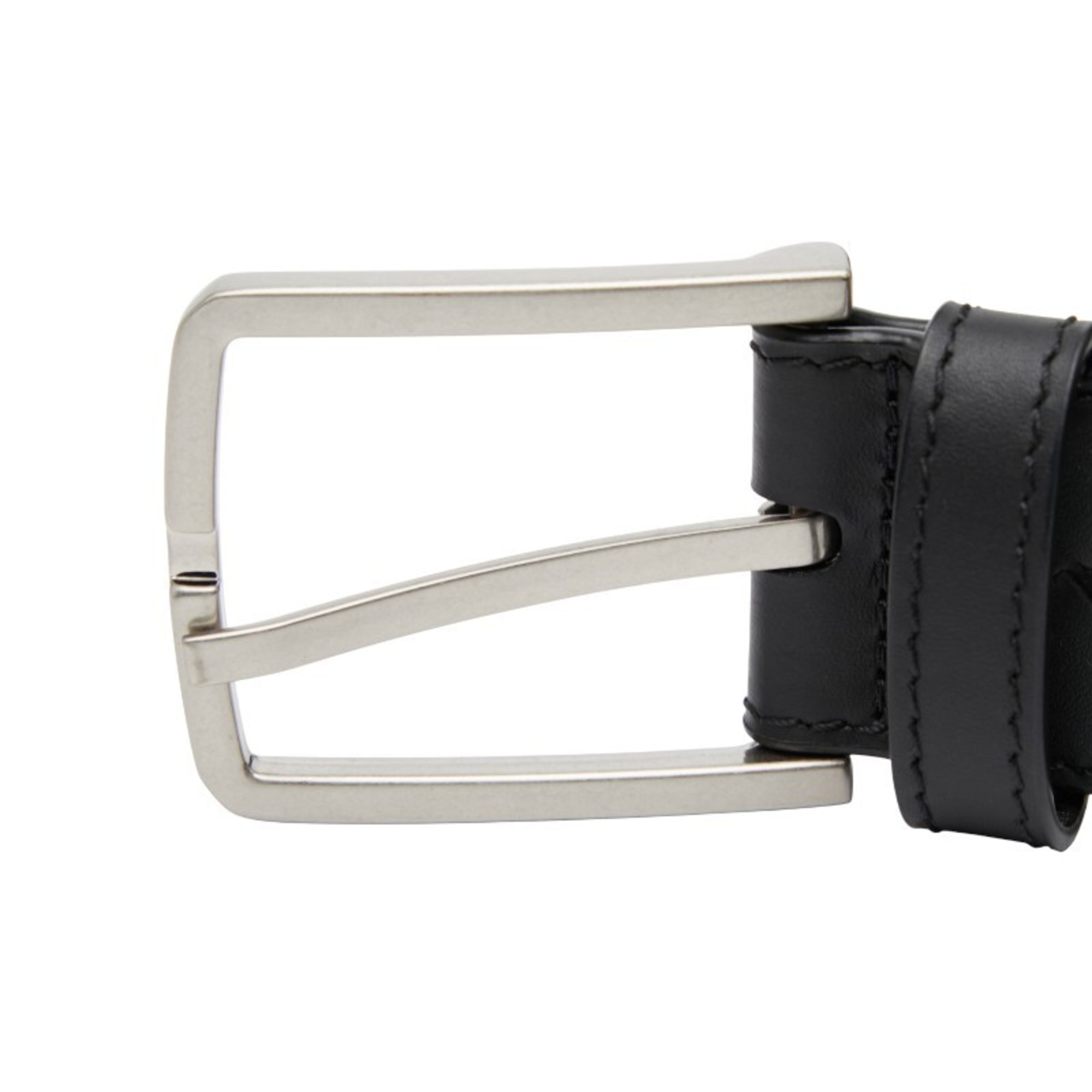 Bottega Veneta Intrecciato Belt, Size 38, Black Leather, Men's