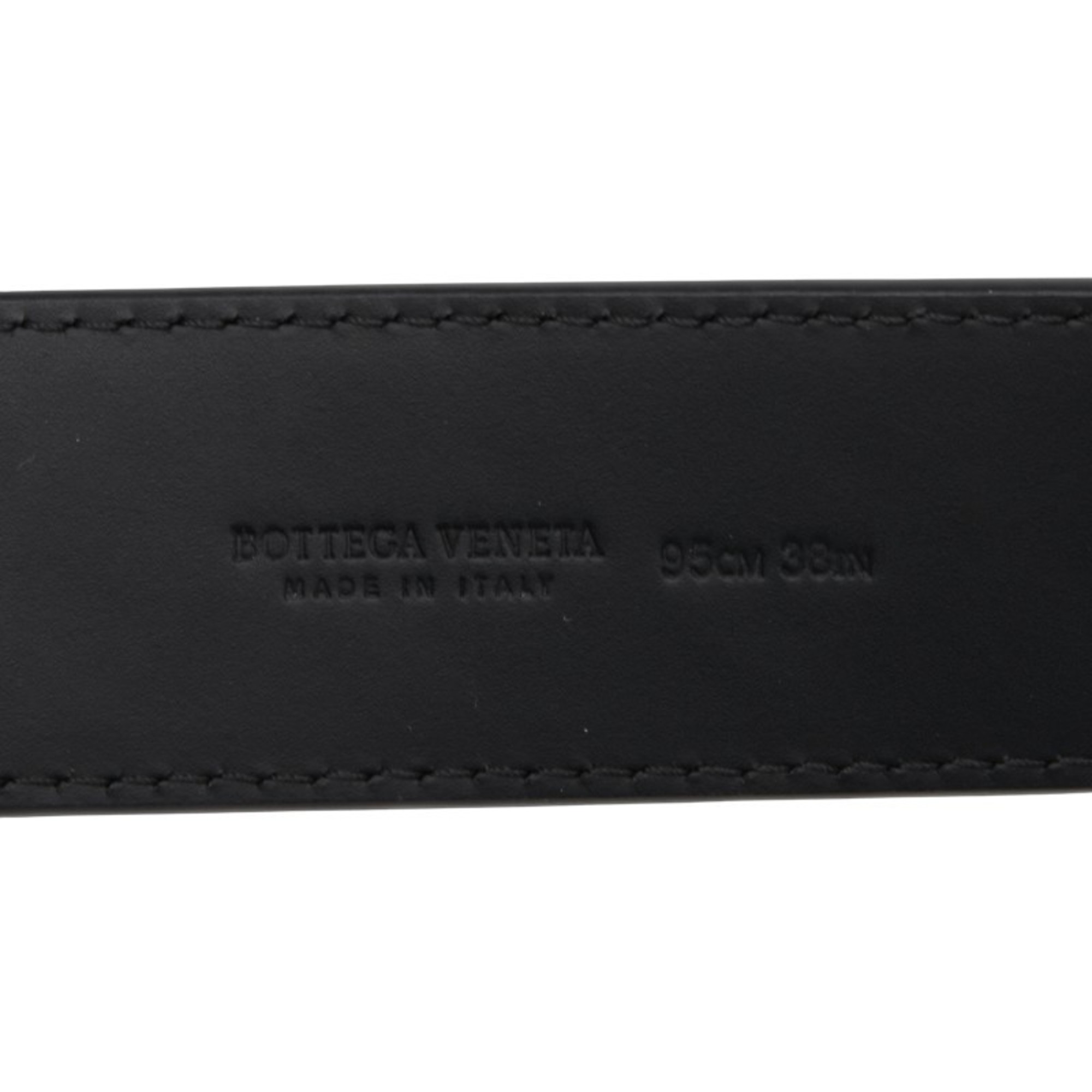 Bottega Veneta Intrecciato Belt, Size 38, Black Leather, Men's