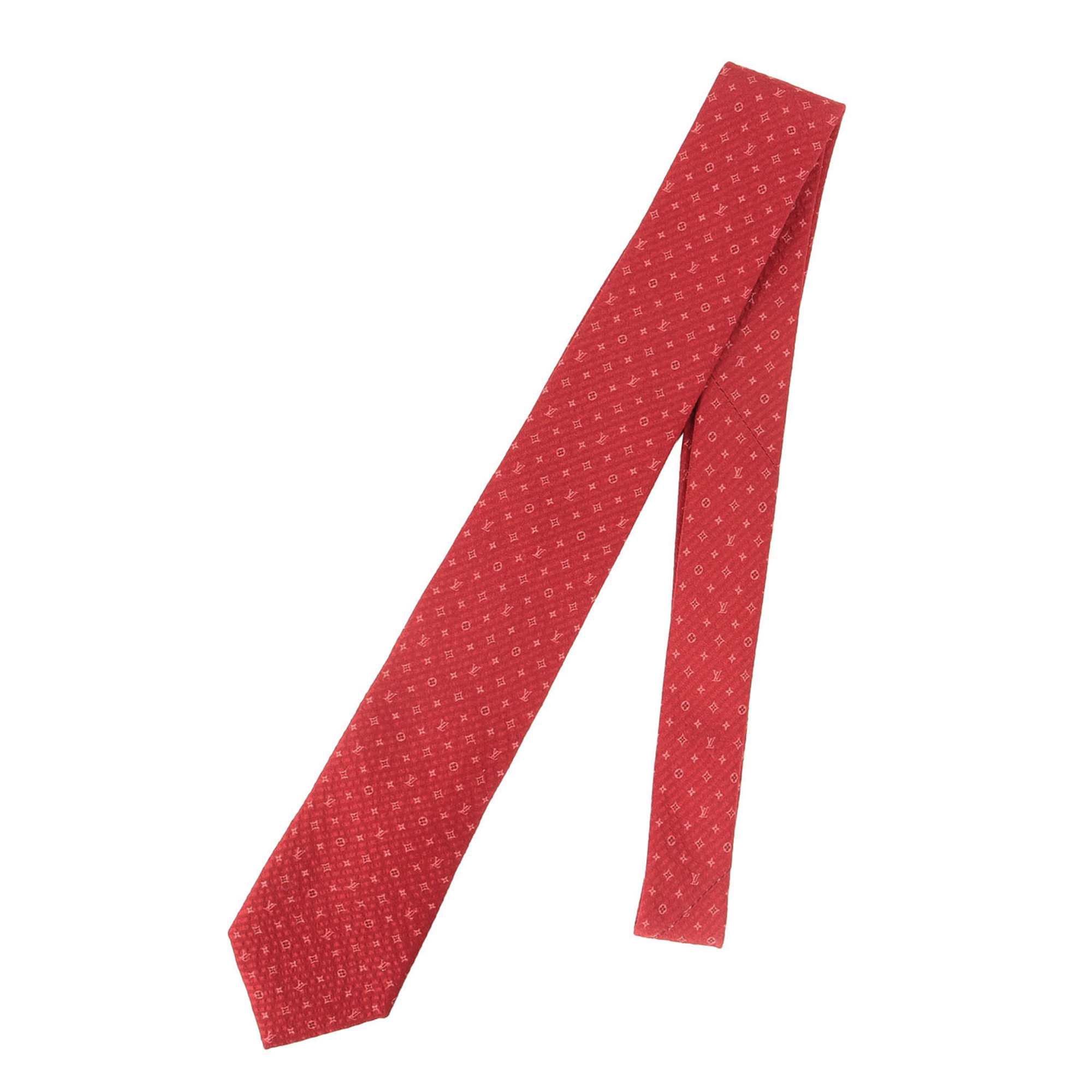 LOUIS VUITTON Louis Vuitton Micro Monogram Silk Cravate Tie M76858 Red Men's K4613