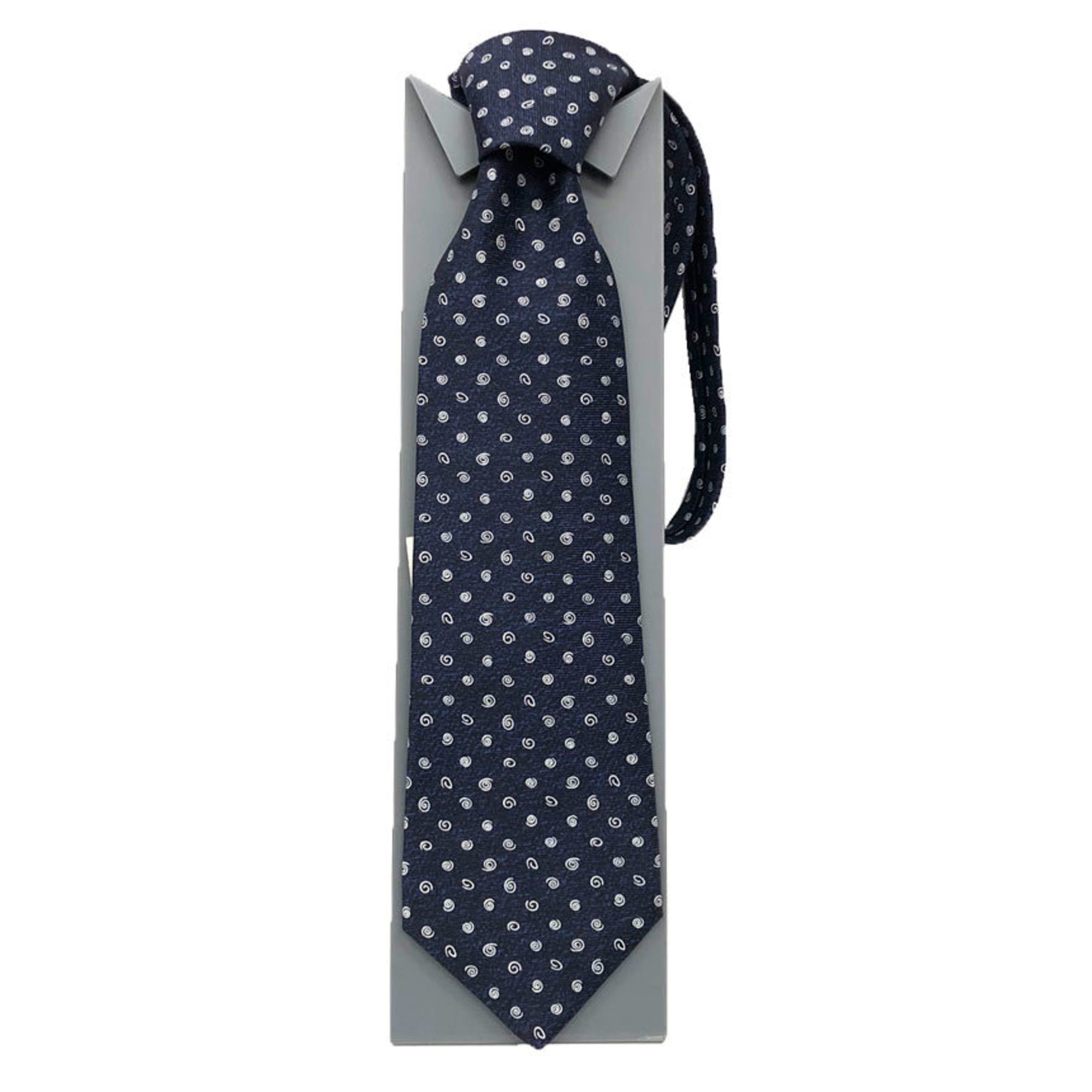 BVLGARI Men's Spiral Tie, 100% Silk, Navy Blue