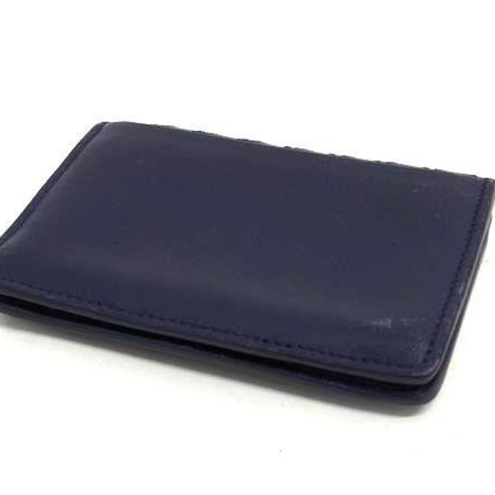 BOTTEGA VENETA Intrecciato Business Card Case 174646 Navy Leather for Men and Women