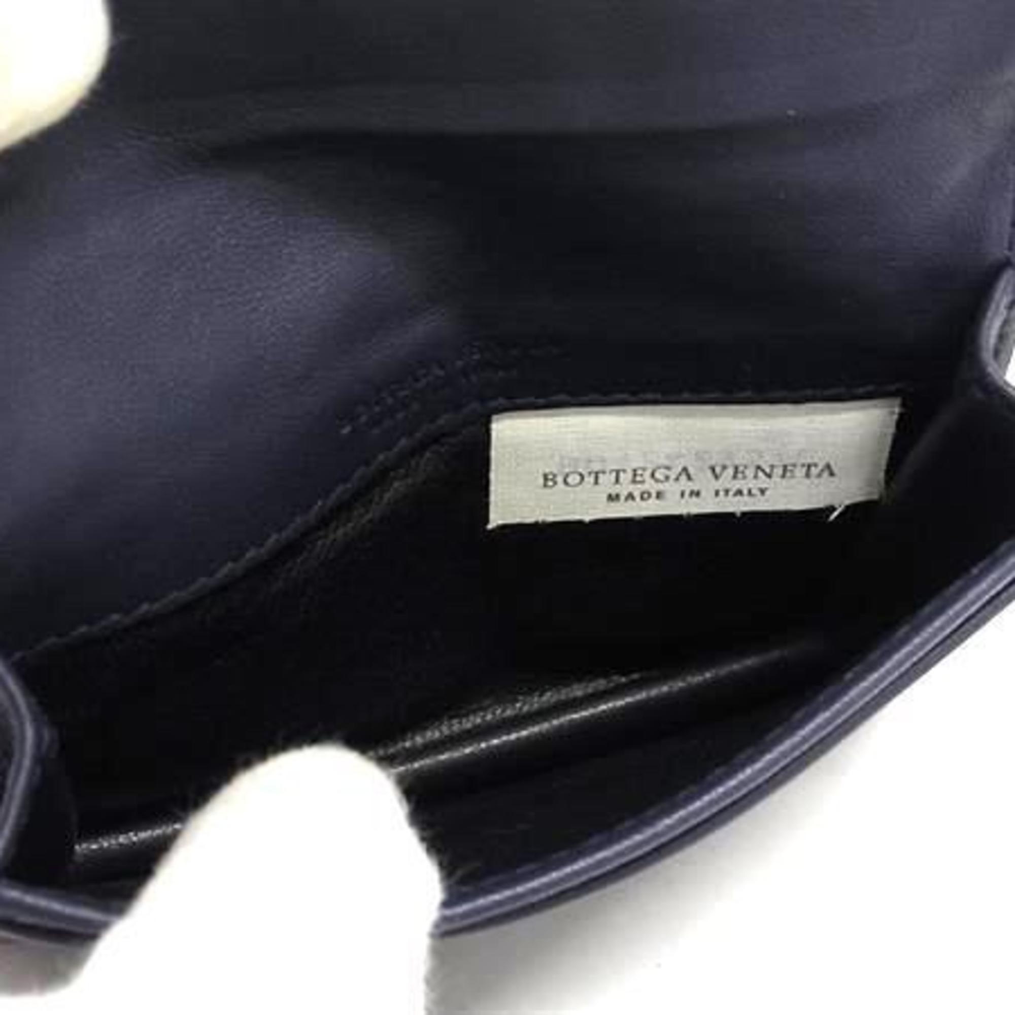 BOTTEGA VENETA Intrecciato Business Card Case 174646 Navy Leather for Men and Women