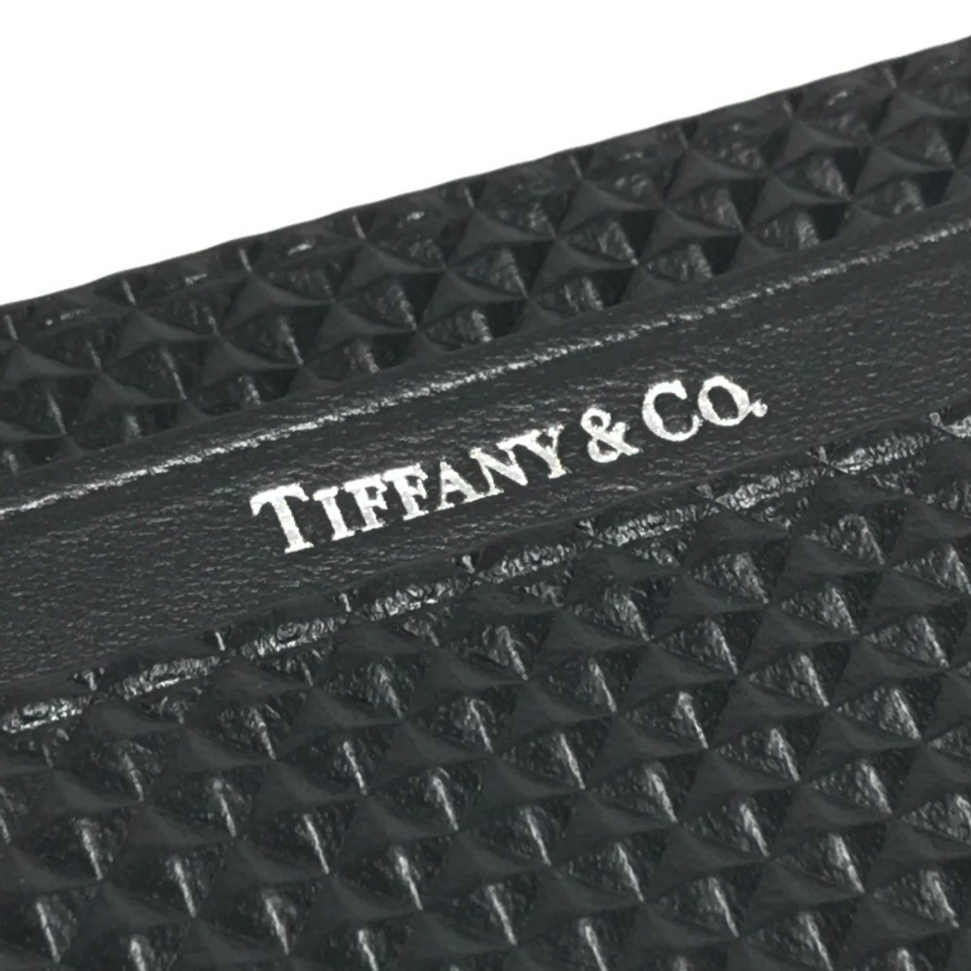 TIFFANY & Co. Tiffany Diamond Point Business Card Holder, Pass Case, Leather, Unisex, Black