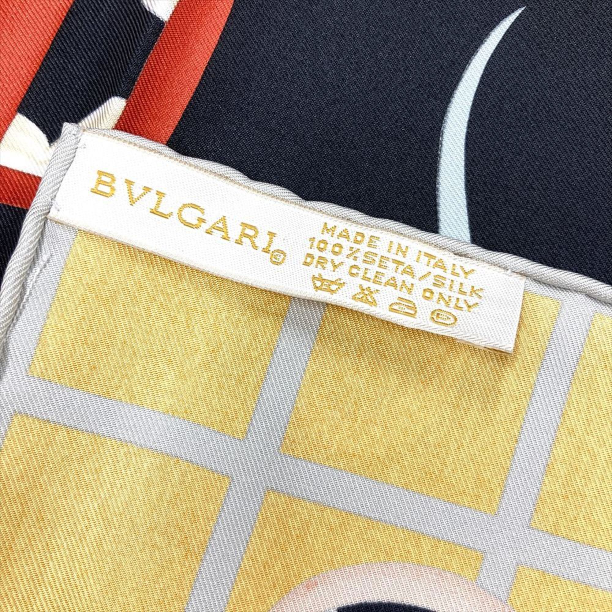 BVLGARI Davide Pizzigoni Boat Scarf Silk Muffler in Black and Orange for Women