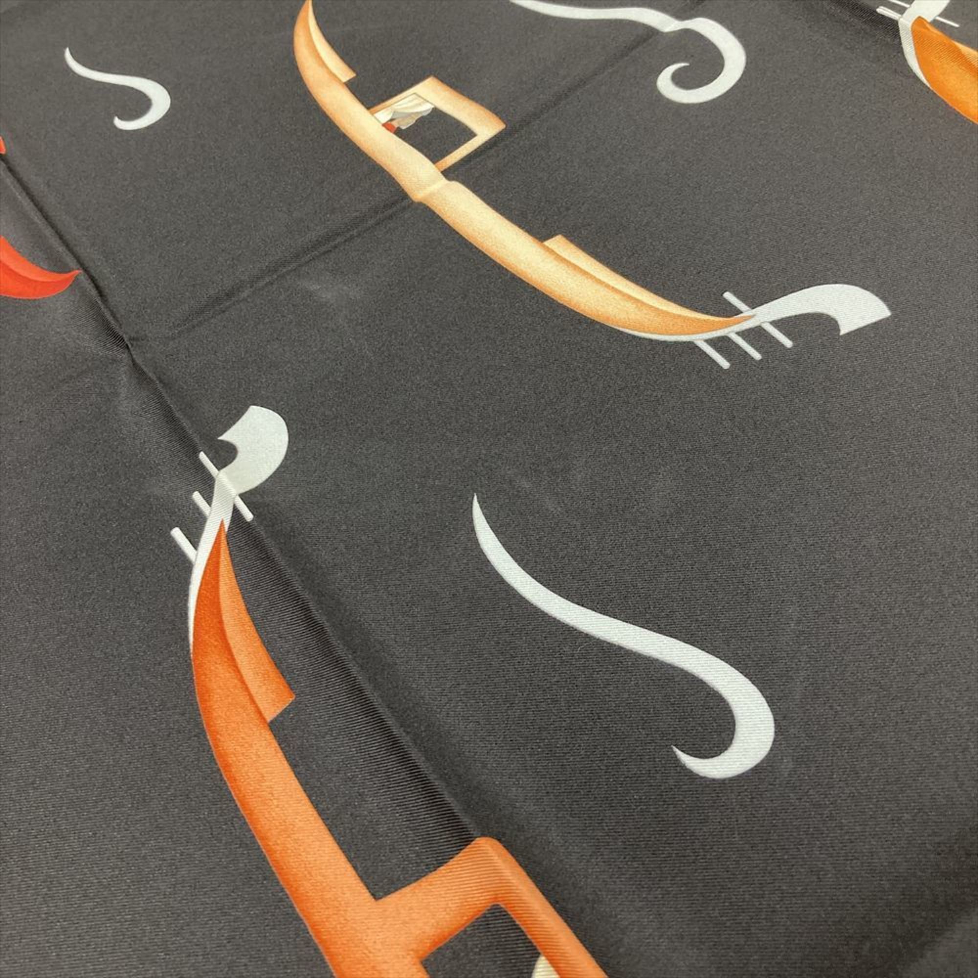 BVLGARI Davide Pizzigoni Boat Scarf Silk Muffler in Black and Orange for Women