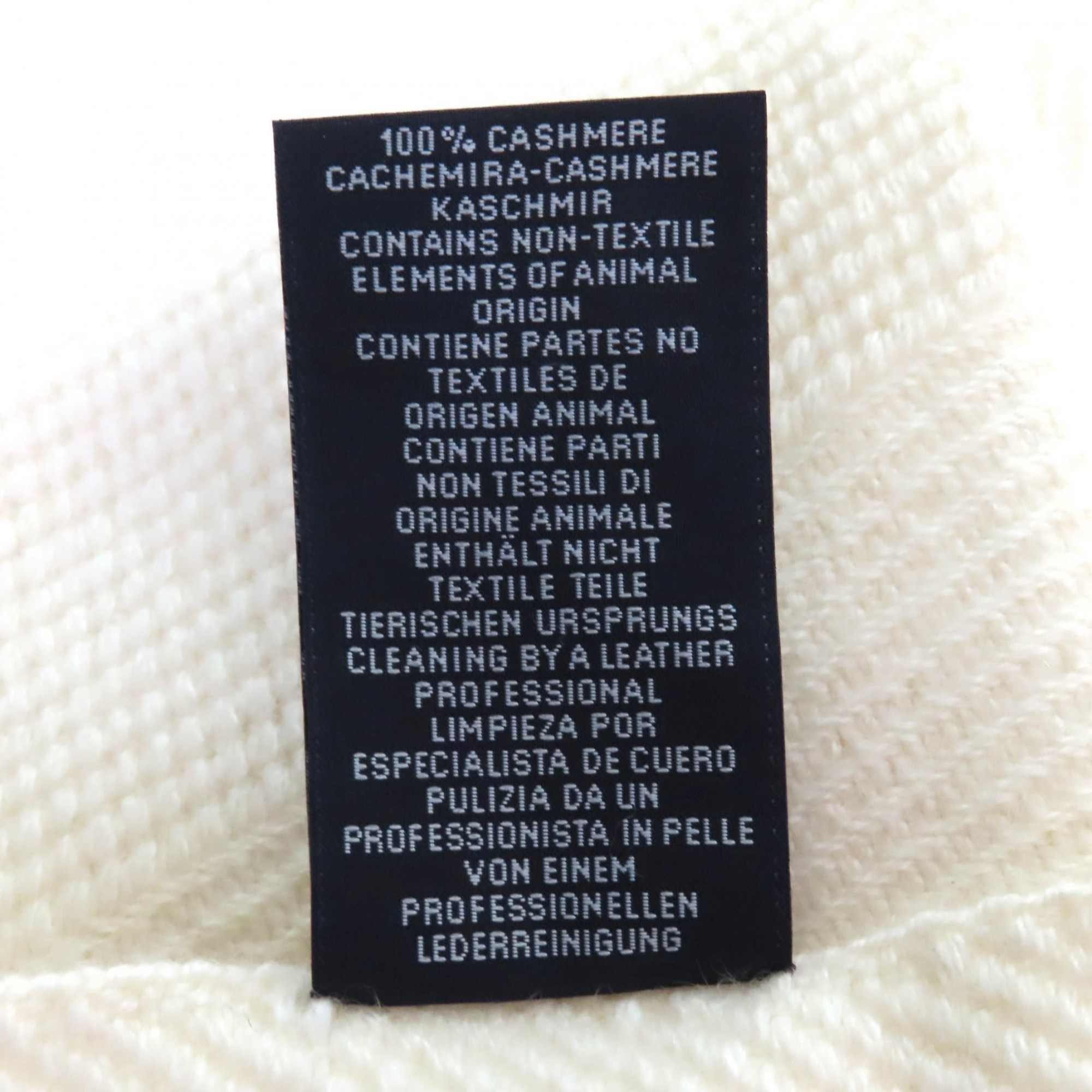 HERMES Chevron Zoom 100% Cashmere Fringe Shawl/Scarf with Leather Logo Patch, Ivory, Made in Nepal, Women's