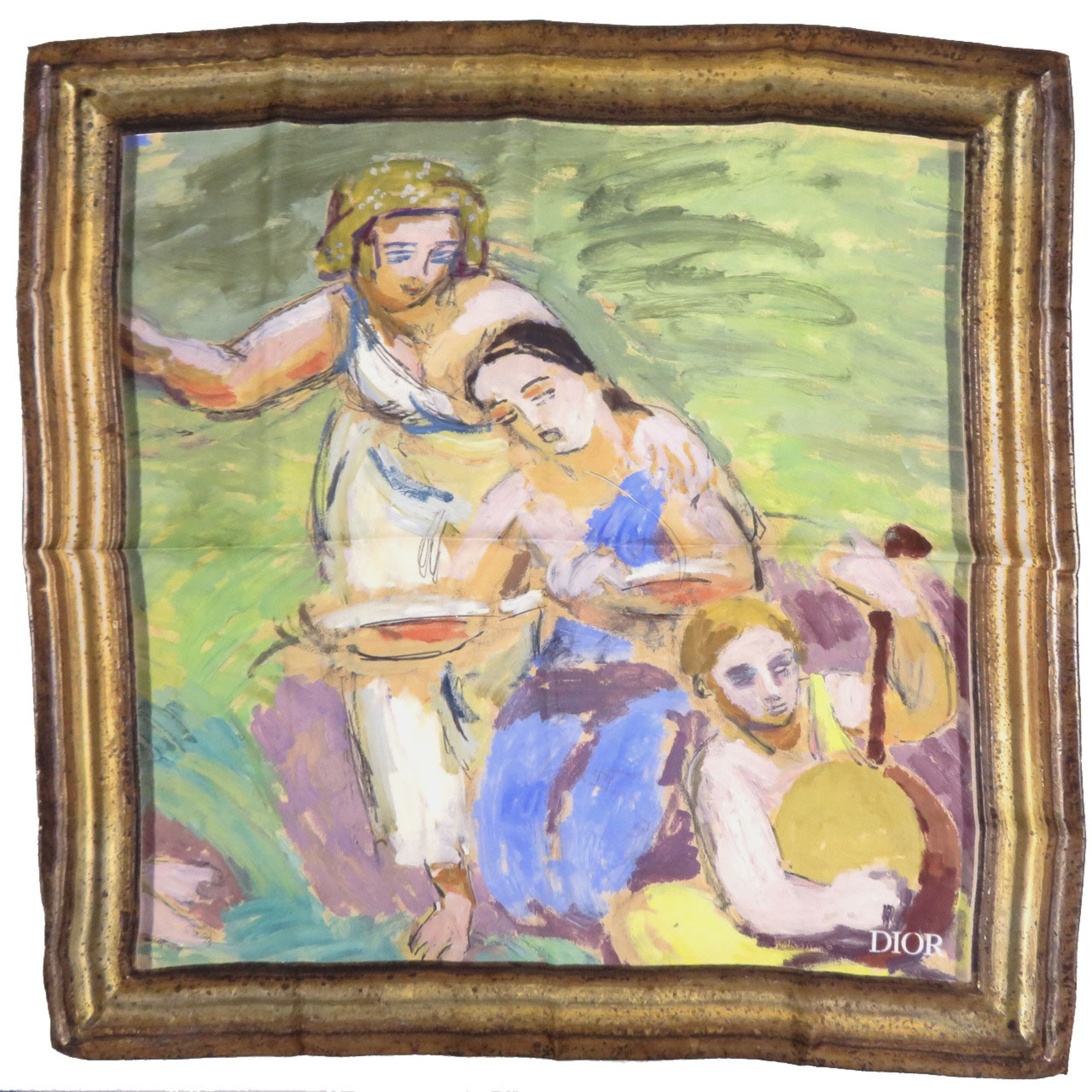 Christian Dior Like new Dior silk scarf in brown, green, and yellow. 0671