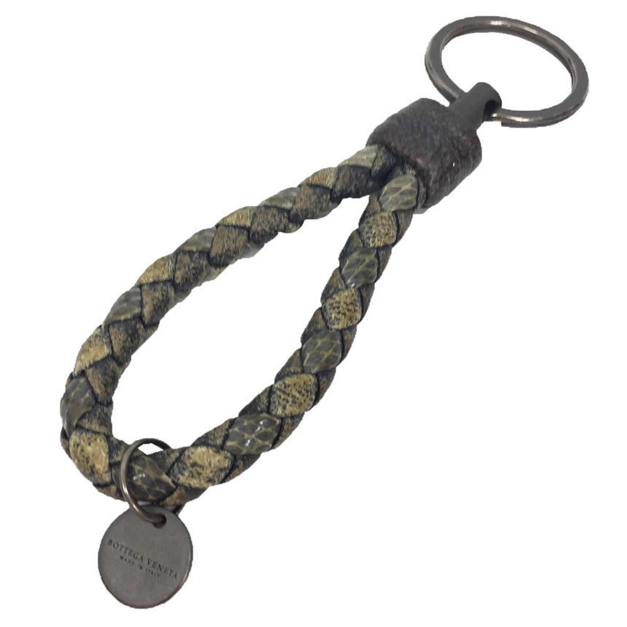 BOTTEGA VENETA Bottega Veneta Intrecciato Leather Key Ring Holder Beige