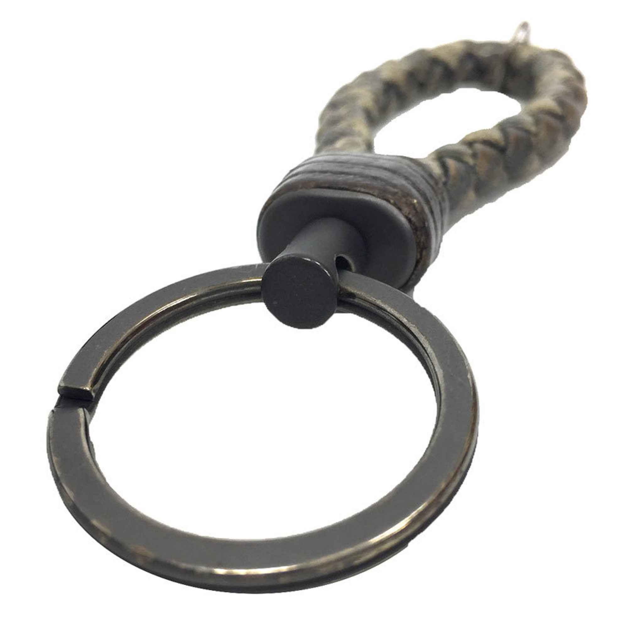 BOTTEGA VENETA Bottega Veneta Intrecciato Leather Key Ring Holder Beige