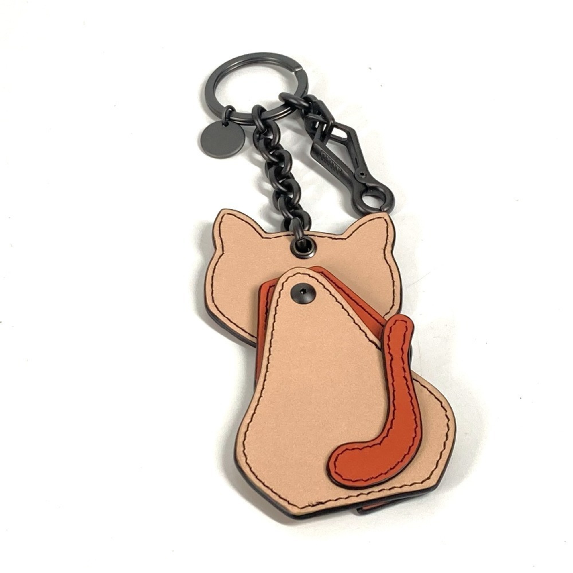 BOTTEGA VENETA Intrecciato Cat Animal Bag Charm Keychain Leather Men's Women's Beige