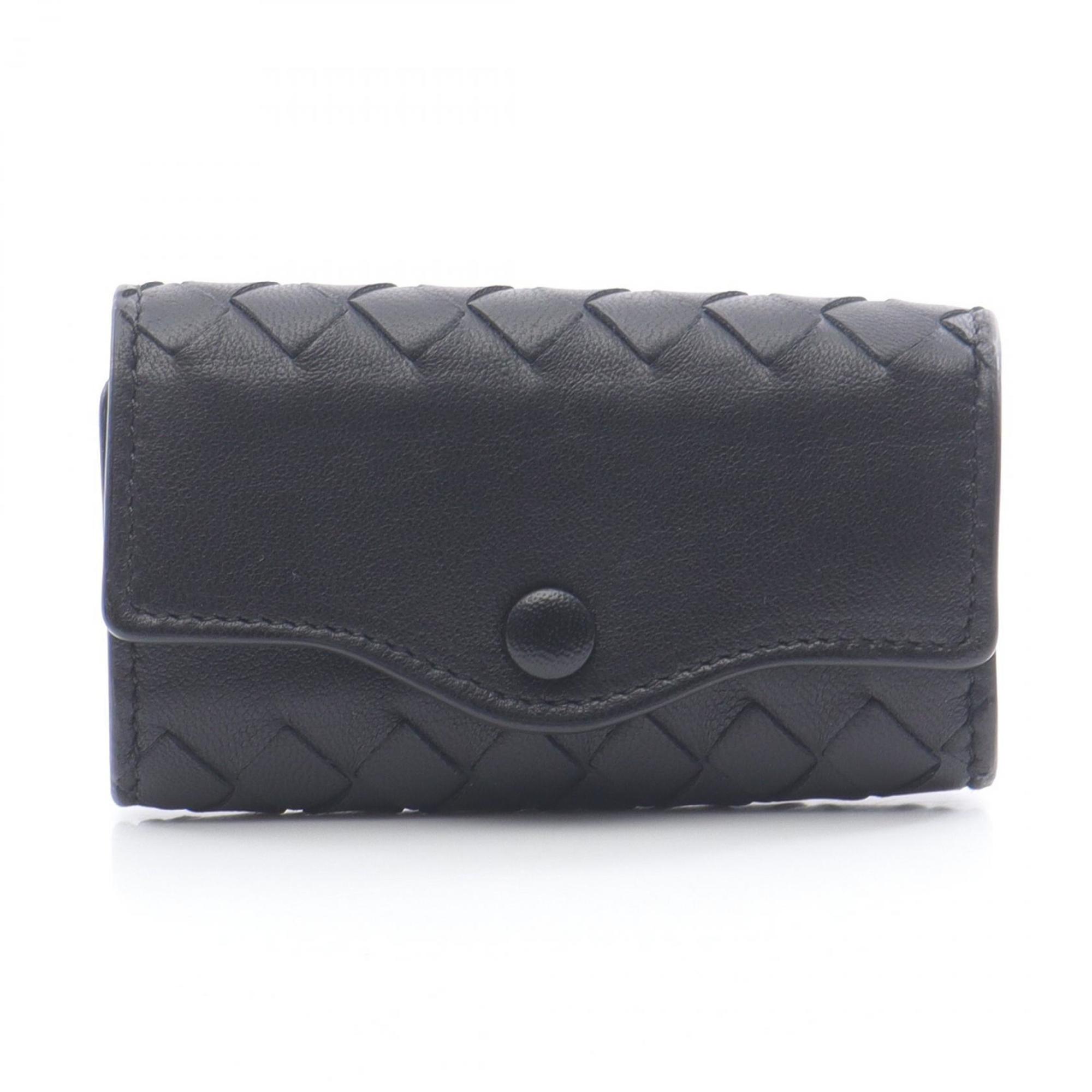 Bottega Veneta Intrecciato Key Case, Leather, Men's, Black