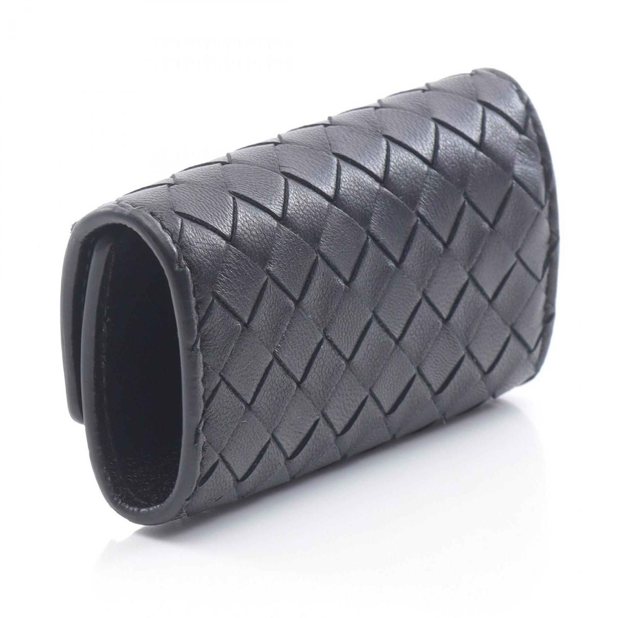 Bottega Veneta Intrecciato Key Case, Leather, Men's, Black