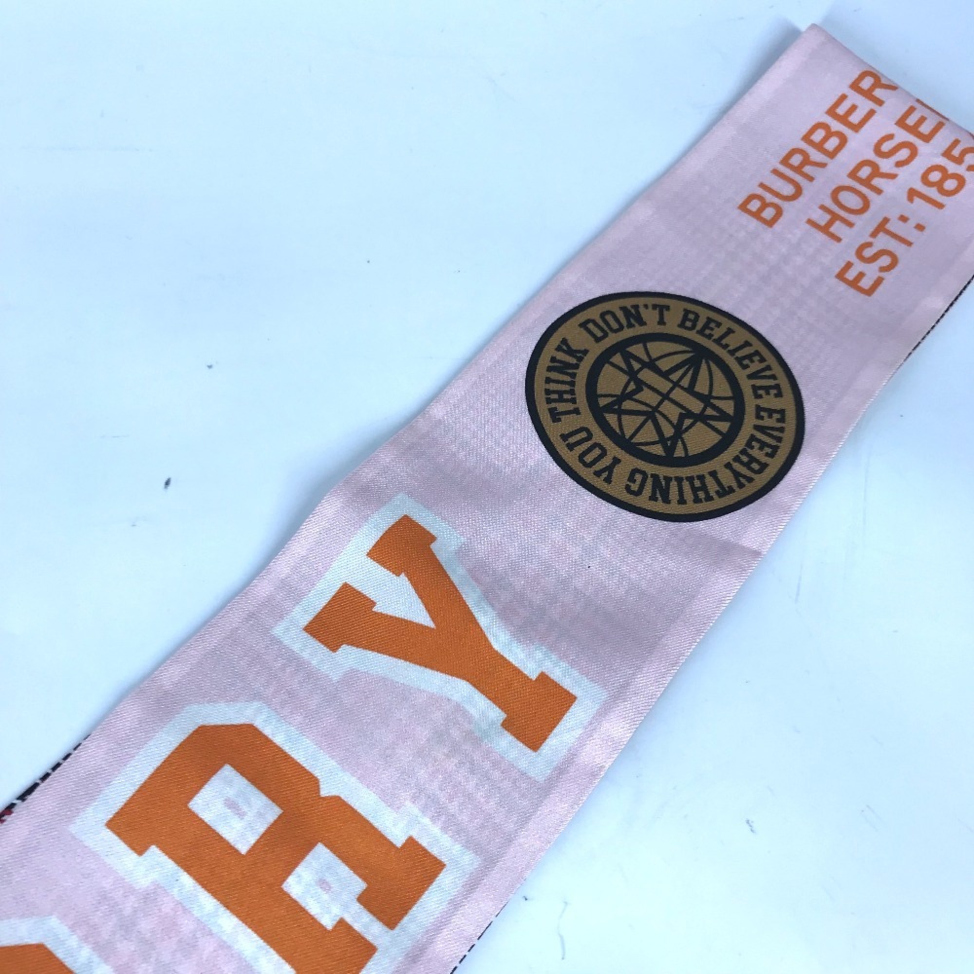 BURBERRY 8037524 Logo Bandeau Scarf, Silk, Women's, Pink