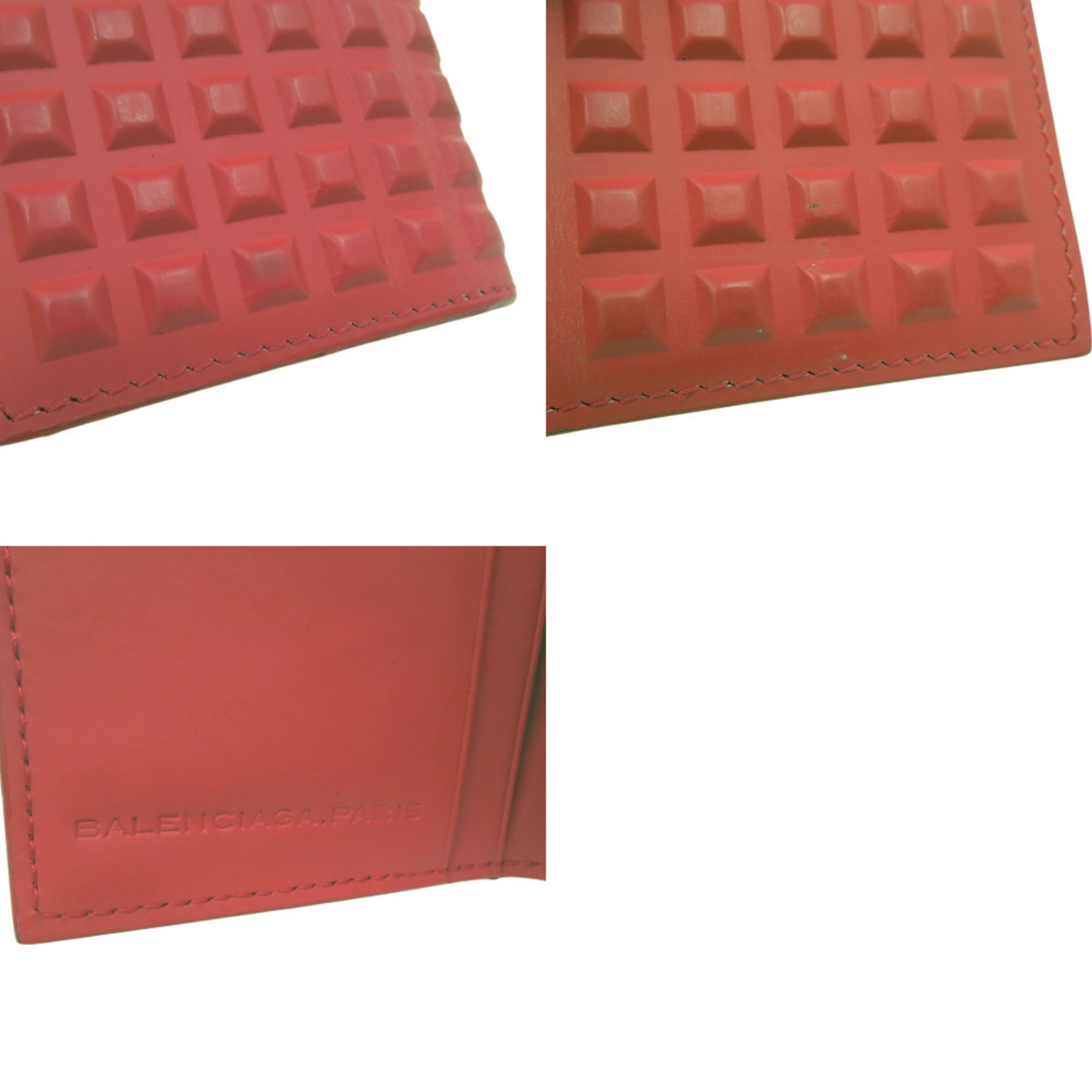 Balenciaga Grid Leather Card Case 214715 Red 2090