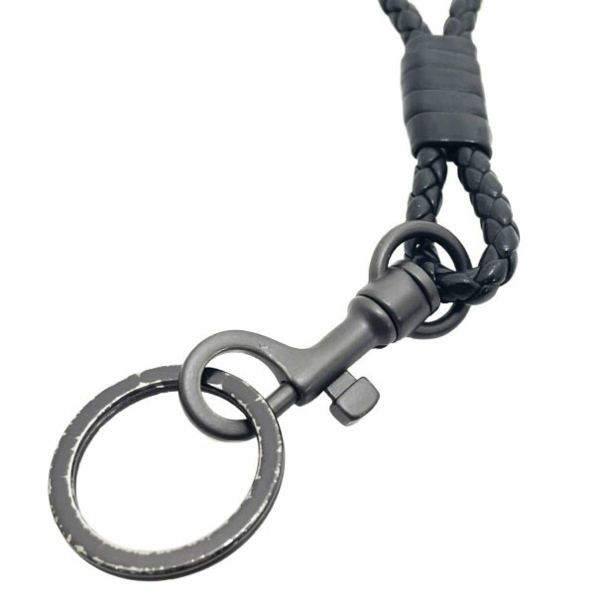 Bottega Veneta Intrecciato Neck Strap in Nero Black Leather (113540) BOTTEGA VENETA Mesh Long Key Ring Keychain Hook ASK-15961
