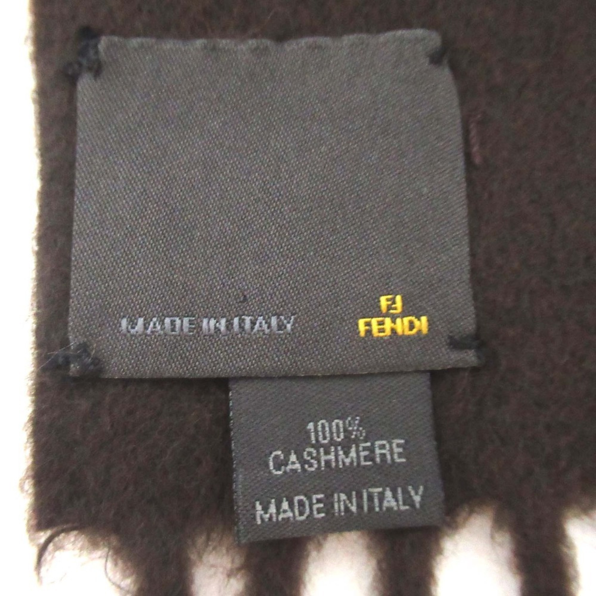 FENDI Orirug Fur and Cashmere Fringe Candy Stole/Scarf, Brown, Women's