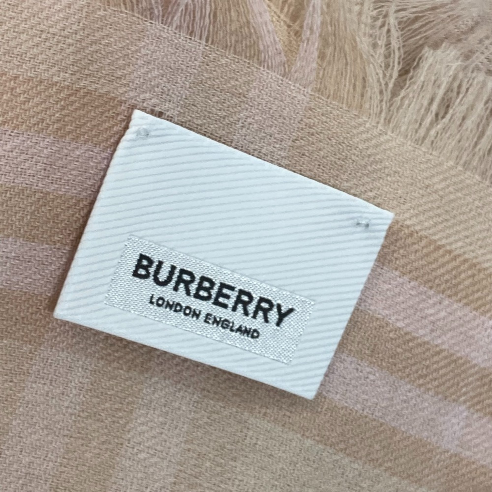 BURBERRY 8011095 Check Logo Stole/Shawl/Fringe Scarf Cashmere Women's Pink/Beige