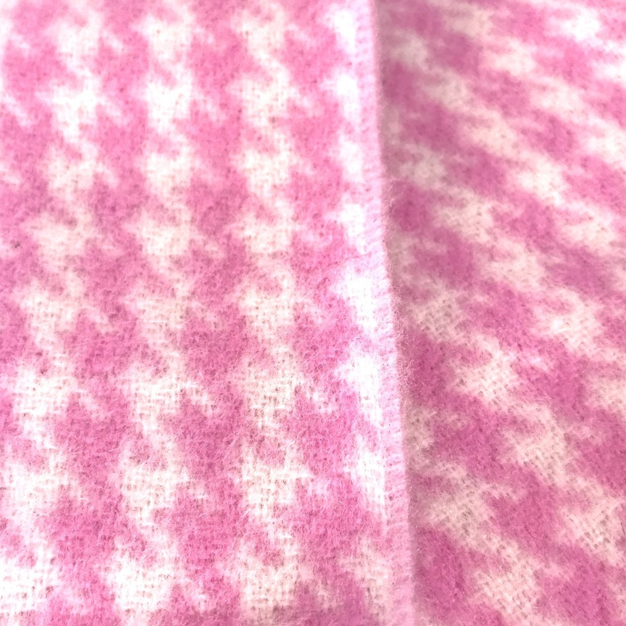 BALENCIAGA Check Logo Fringe Scarf Wool/Cashmere Women's Pink