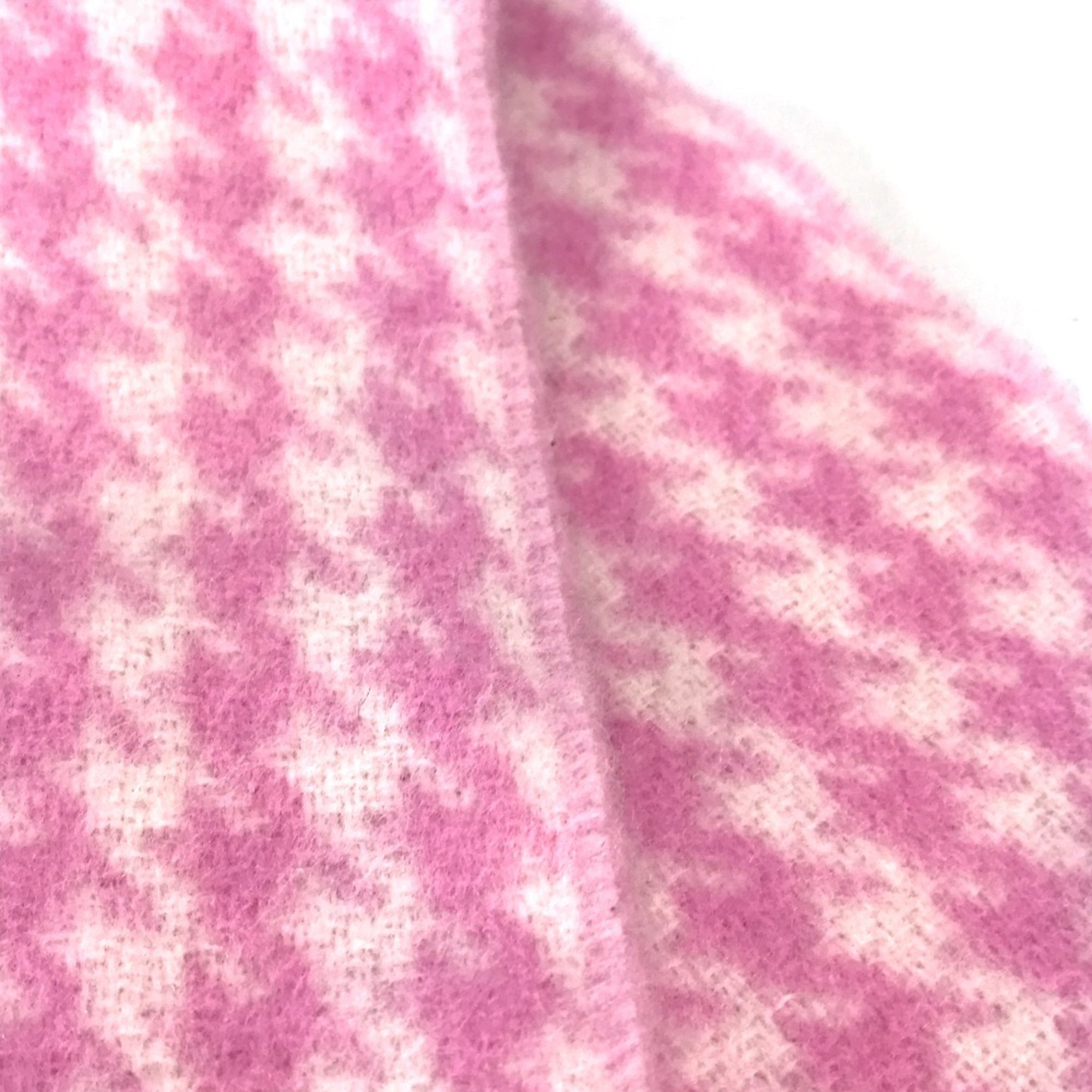 BALENCIAGA Check Logo Fringe Scarf Wool/Cashmere Women's Pink