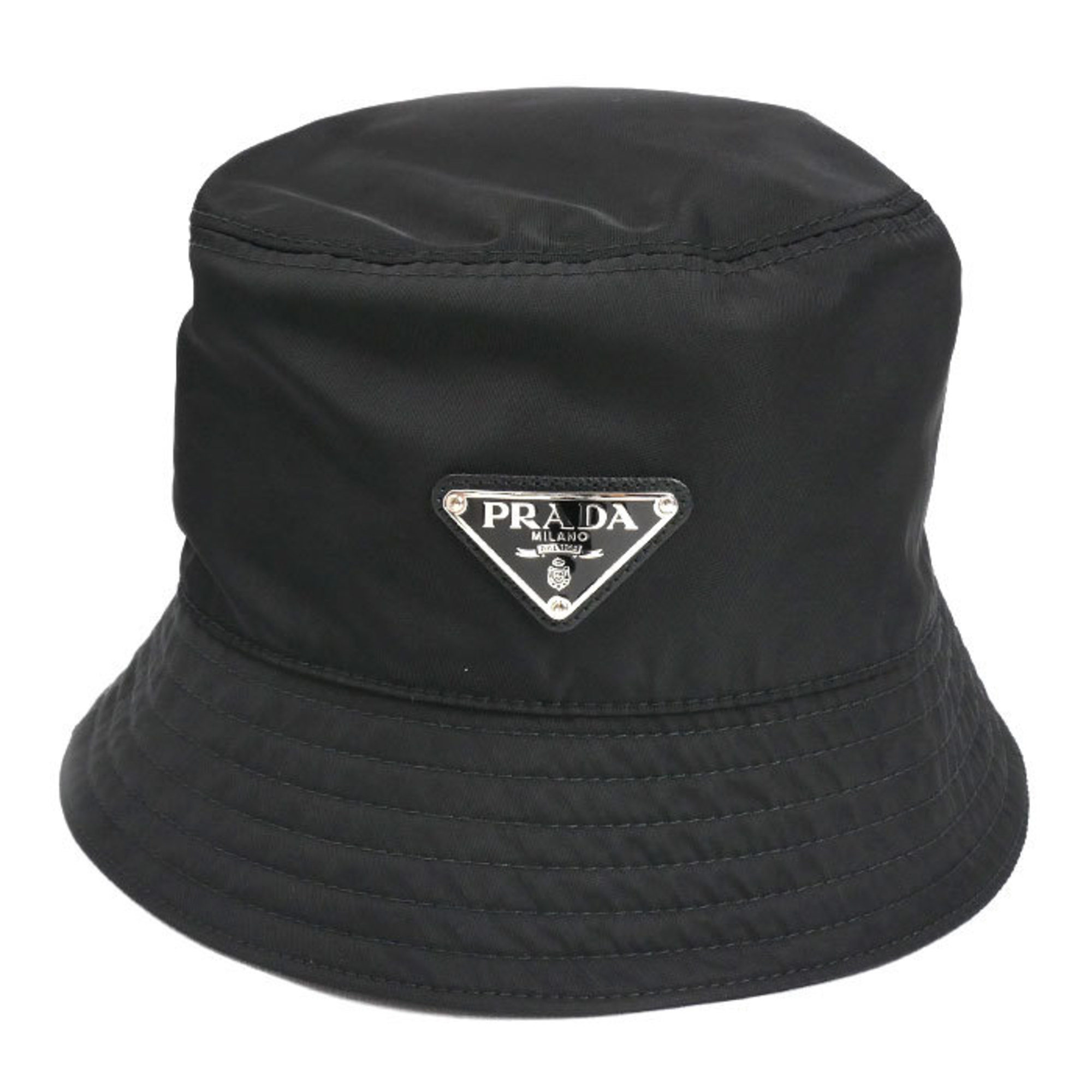 PRADA RE-NYLON Triangle Bucket Hat, Black, 1HC137 2DMI F0002, Women’s, XS