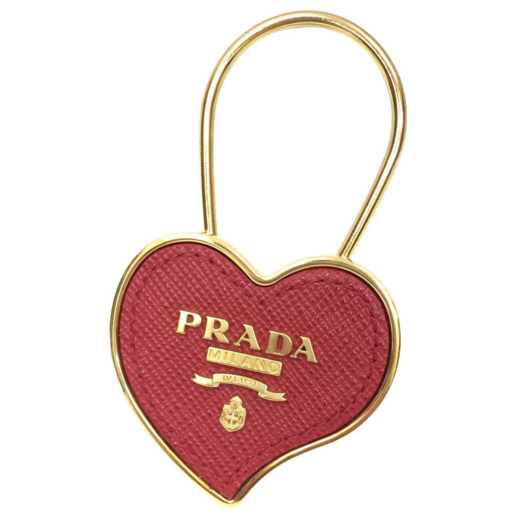 Prada Heart Key Ring Holder Gold x Rose