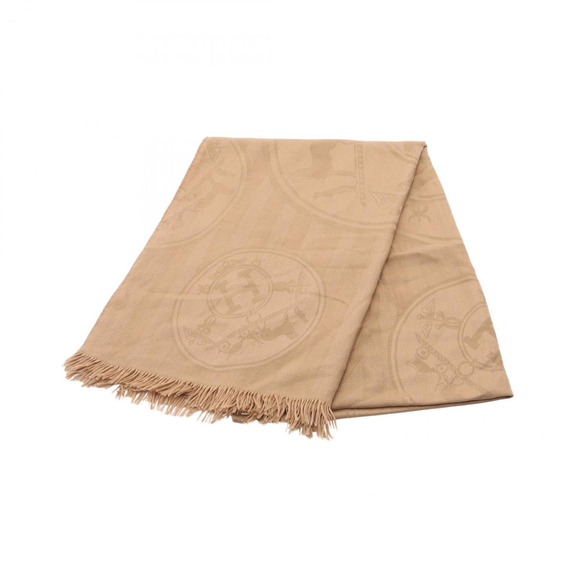 Hermes Hermès New Libris Scarf/Scarf, Silk, Cashmere, Women's, Beige