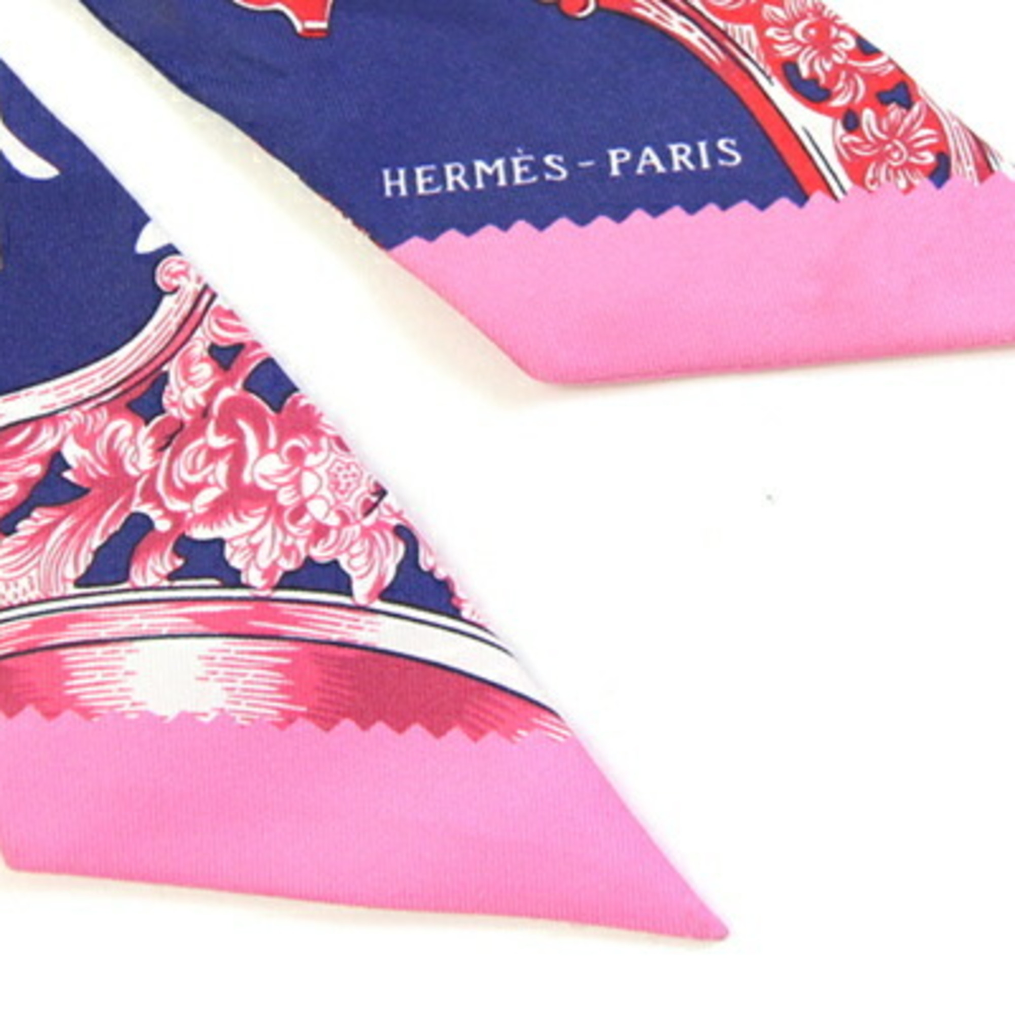 Hermes Twilly Blue and Pink 100% Silk Bag Charm for Women