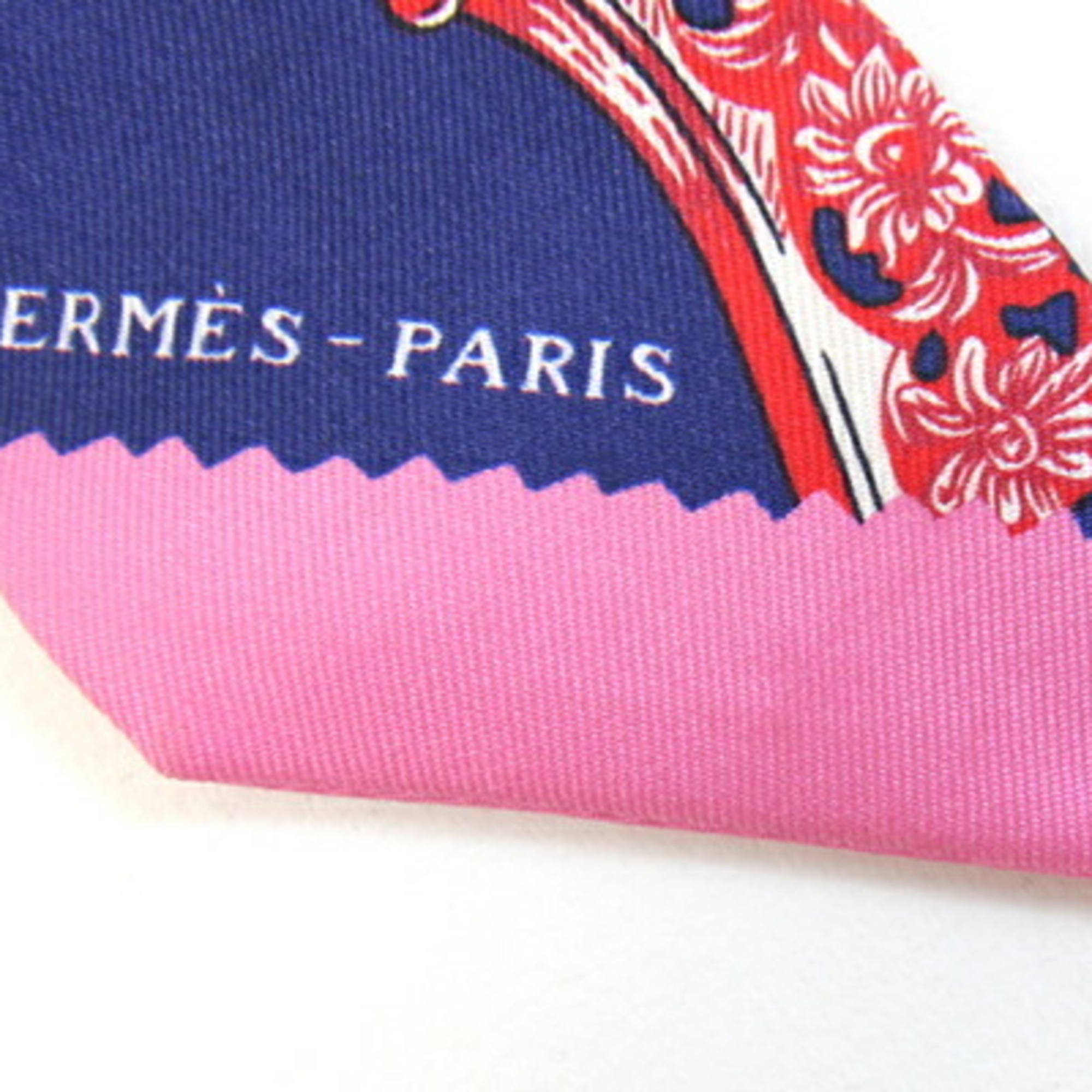 Hermes Twilly Blue and Pink 100% Silk Bag Charm for Women