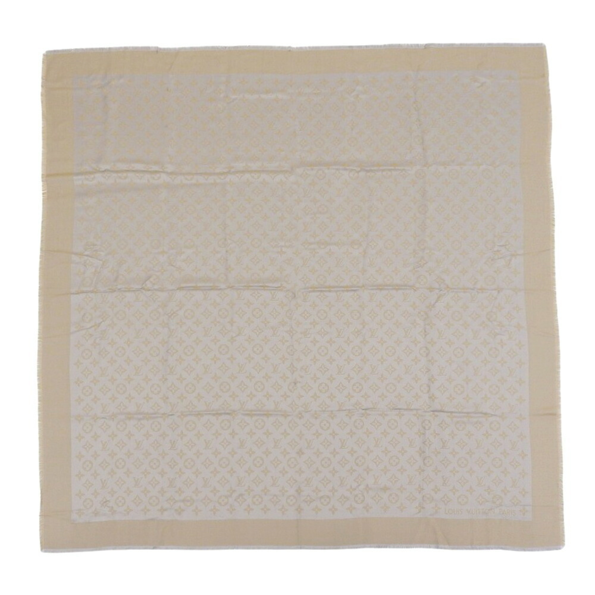 Louis Vuitton Monogram Shawl 401910, Silk Blend Stole, Silver and Gold
