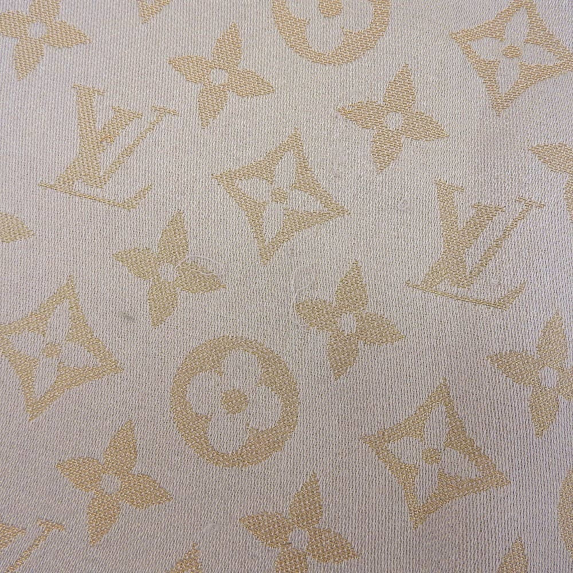 Louis Vuitton Monogram Shawl 401910, Silk Blend Stole, Silver and Gold