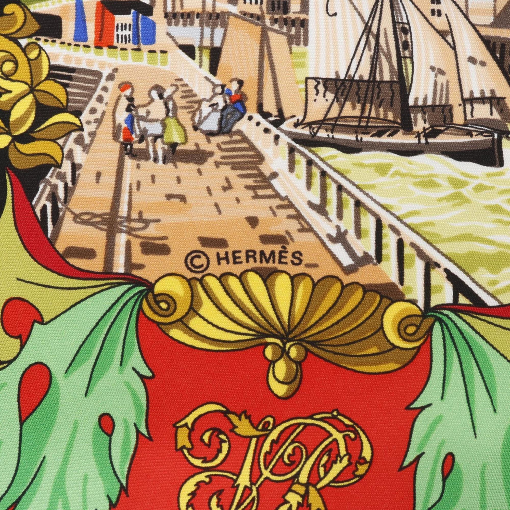 Hermès HERMES Carré 90 L'ENTENTE CORDIALE Silk Scarf for Women, Black/White/Multicolor