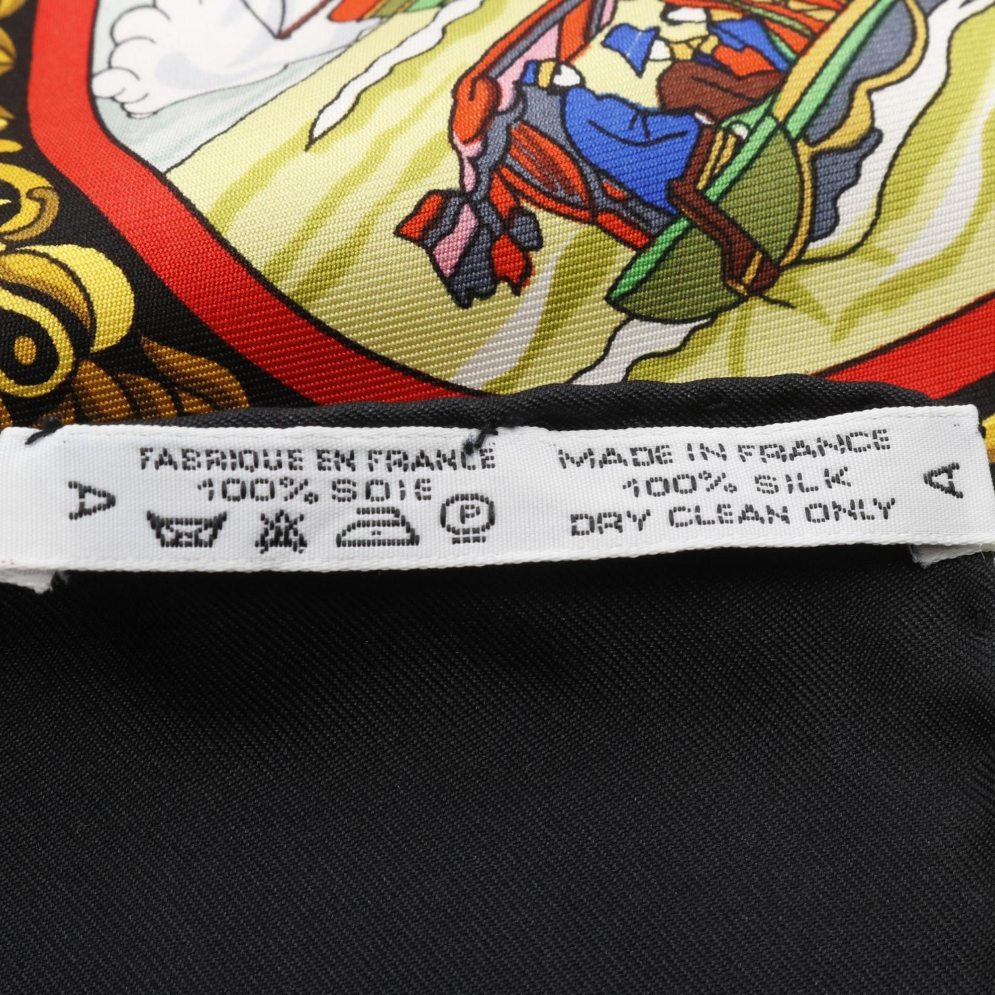 Hermès HERMES Carré 90 L'ENTENTE CORDIALE Silk Scarf for Women, Black/White/Multicolor