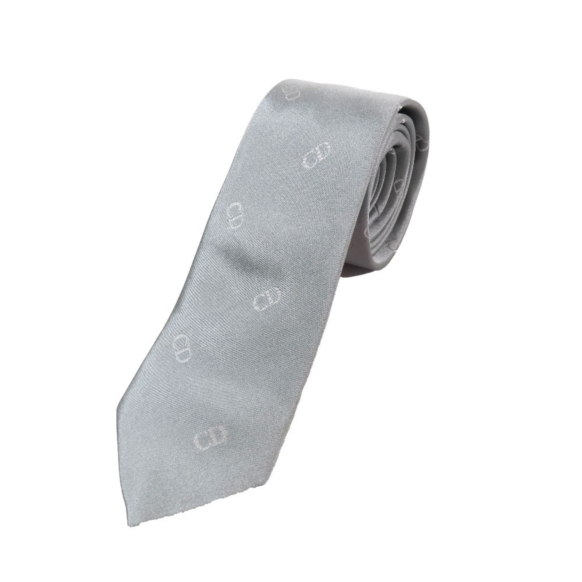Christian Dior DIOR x ERL CD logo jacquard all-over print tie, narrow 100% silk, gray, for men’s suits