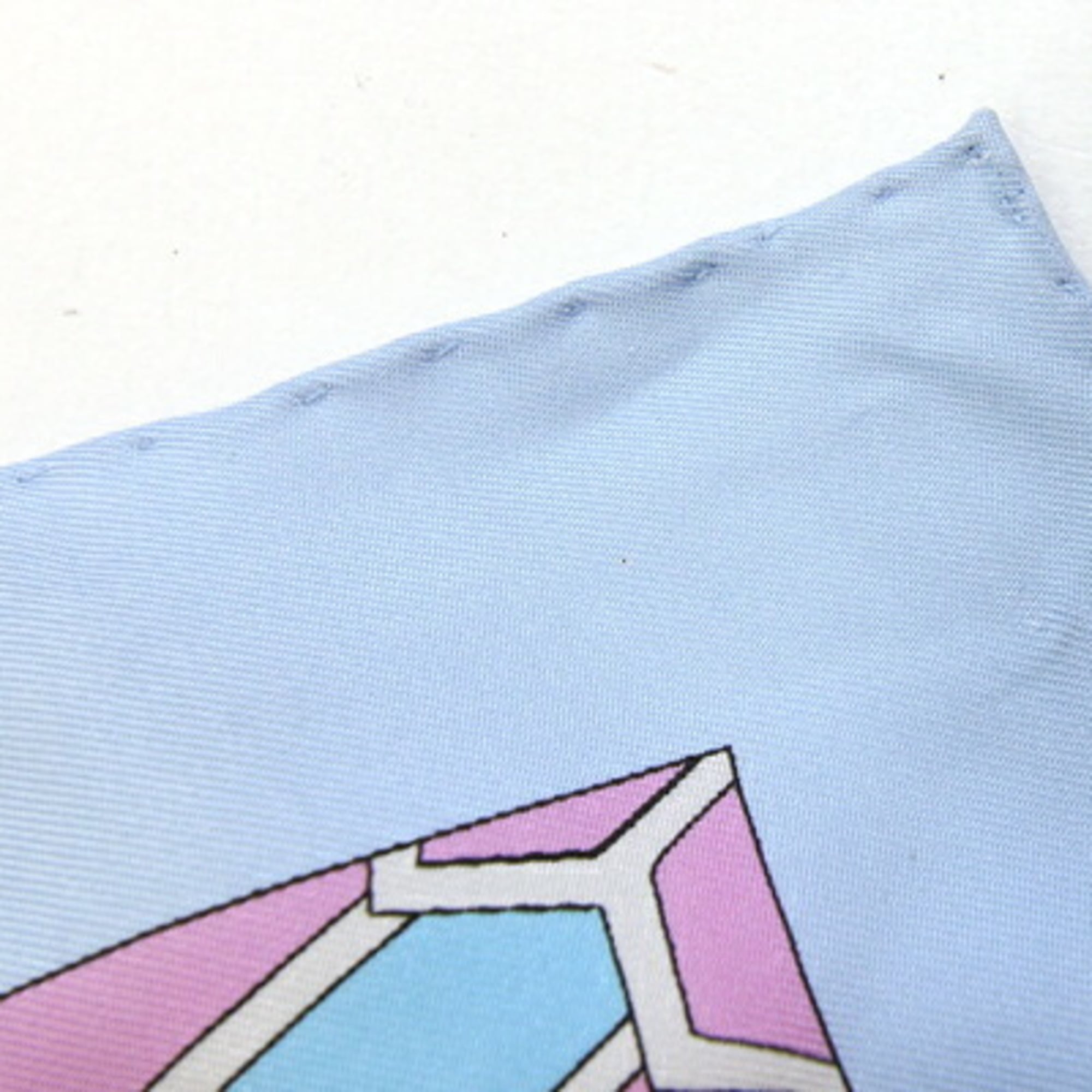 BVLGARI Heritage Scarf, Light Blue and Pink, 100% Silk, Large Stole, Women's