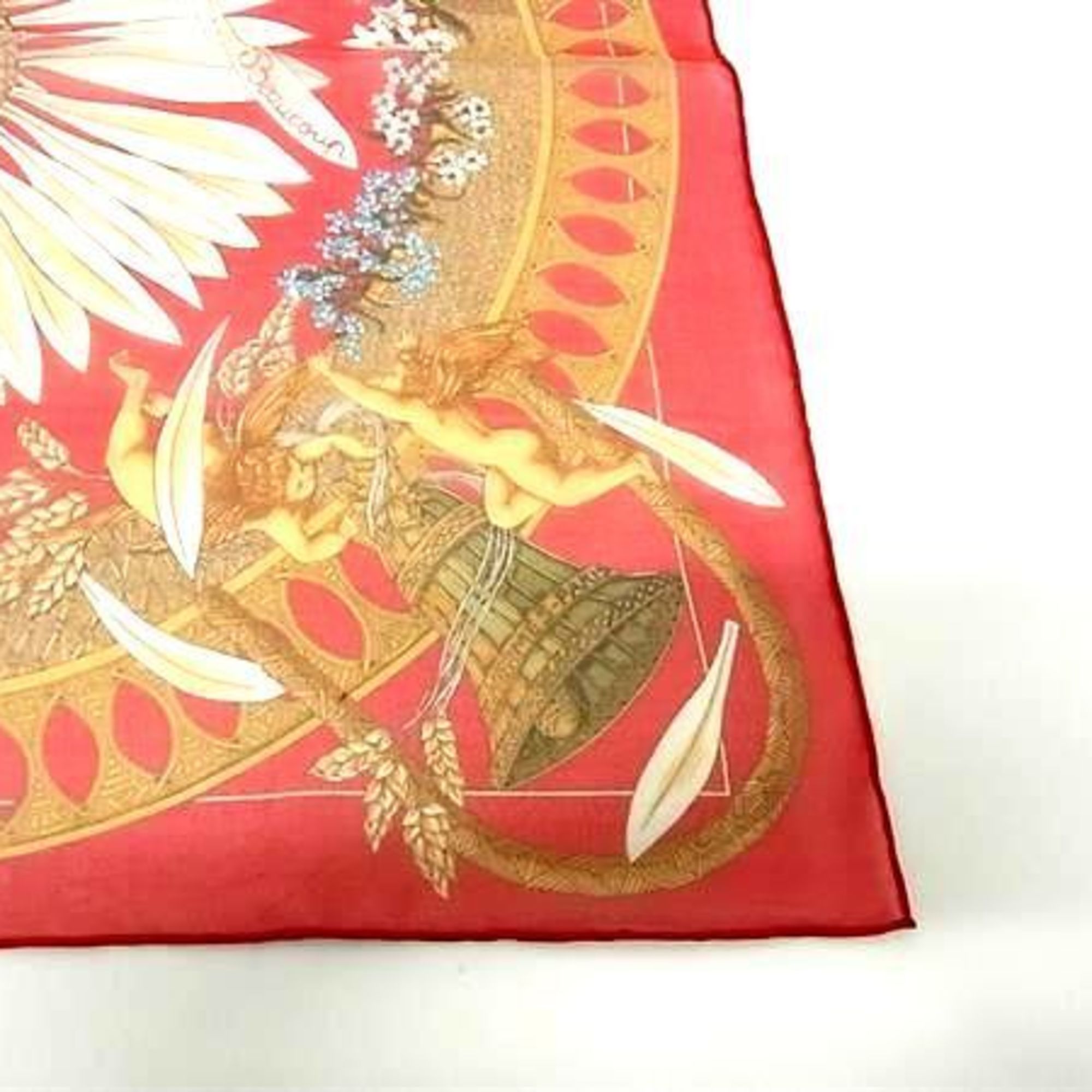 HERMES Amours Carré 40 Scarf - Red Multicolor, 100% Silk, Women's Petit Chiffon