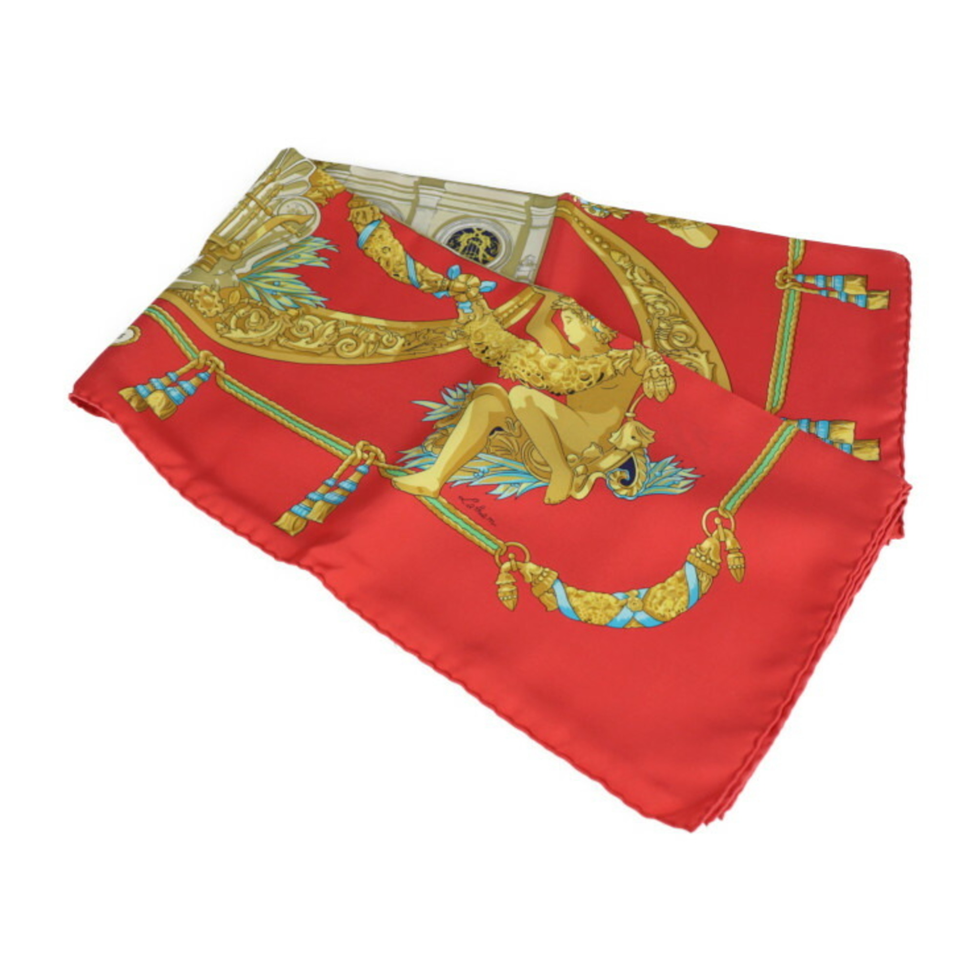 HERMES HOMMAGE A CHARLES GARNIER Tribute to Charles Garnier Carre 90 Scarf/Muffler Silk Red Multicolor R2217033007064