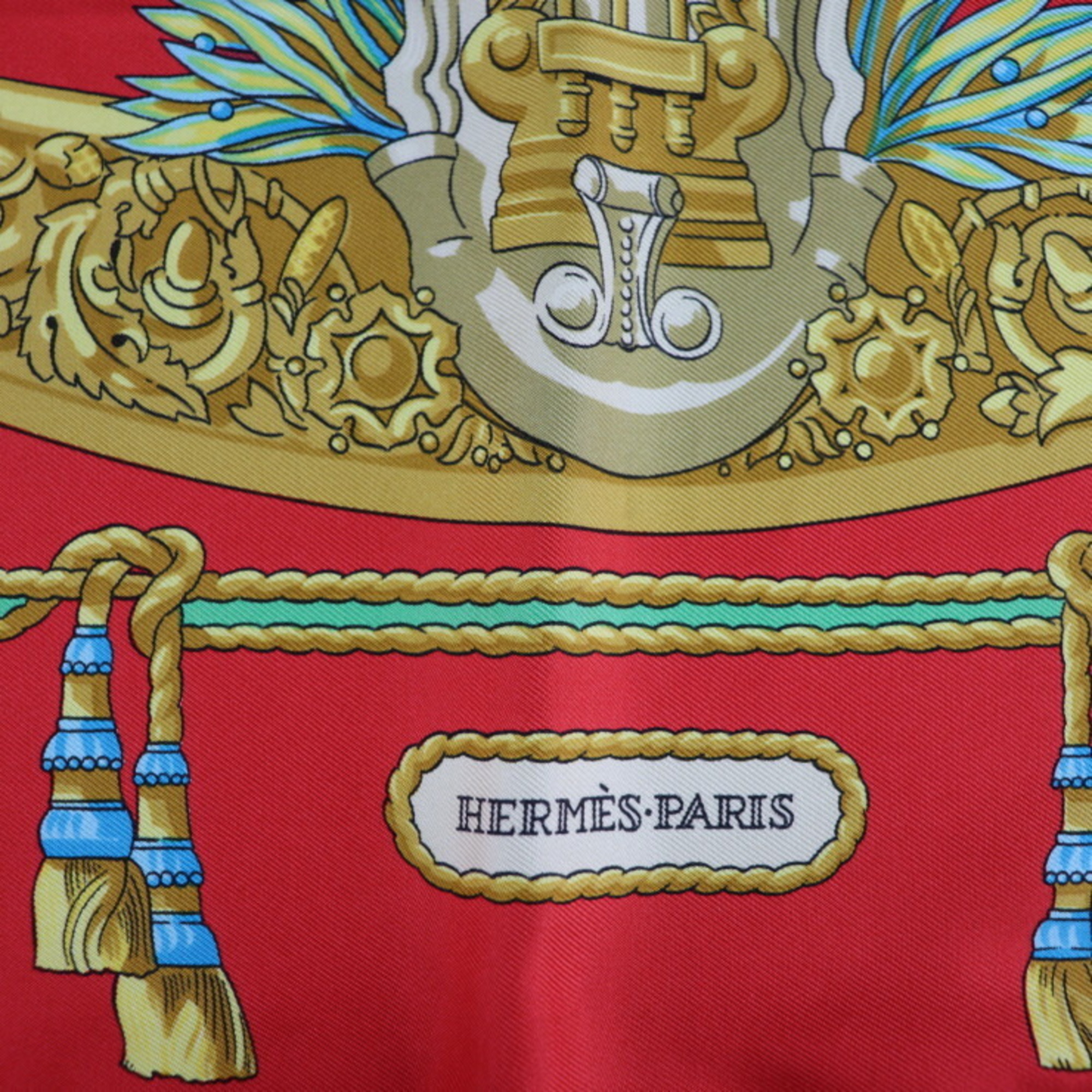 HERMES HOMMAGE A CHARLES GARNIER Tribute to Charles Garnier Carre 90 Scarf/Muffler Silk Red Multicolor R2217033007064