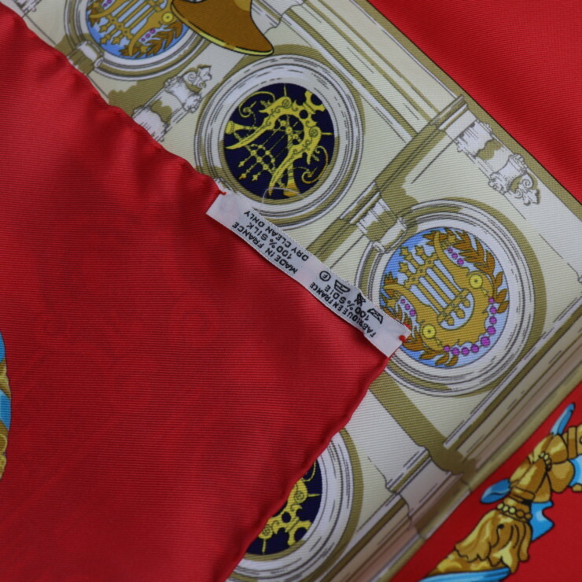HERMES HOMMAGE A CHARLES GARNIER Tribute to Charles Garnier Carre 90 Scarf/Muffler Silk Red Multicolor R2217033007064