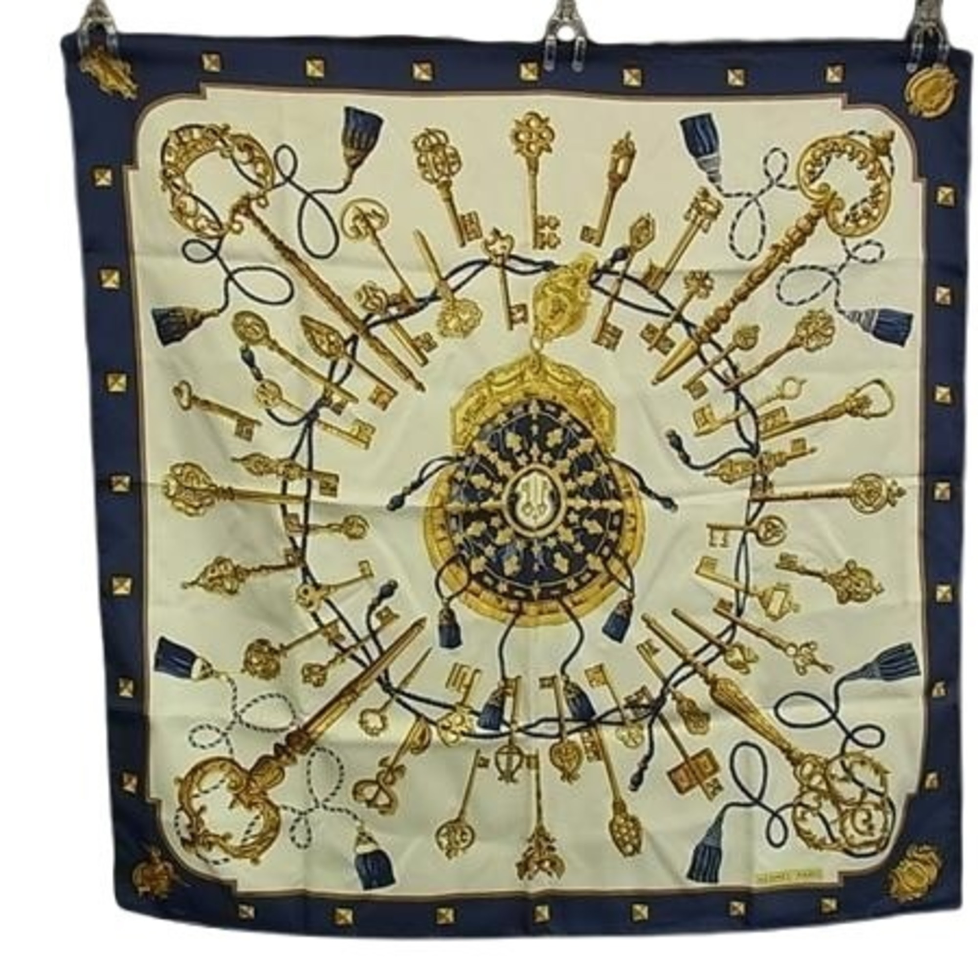 HERMES Carré 90 LES CLES Key Pattern Scarf - Multicolor, 100% Silk, Large, Women's
