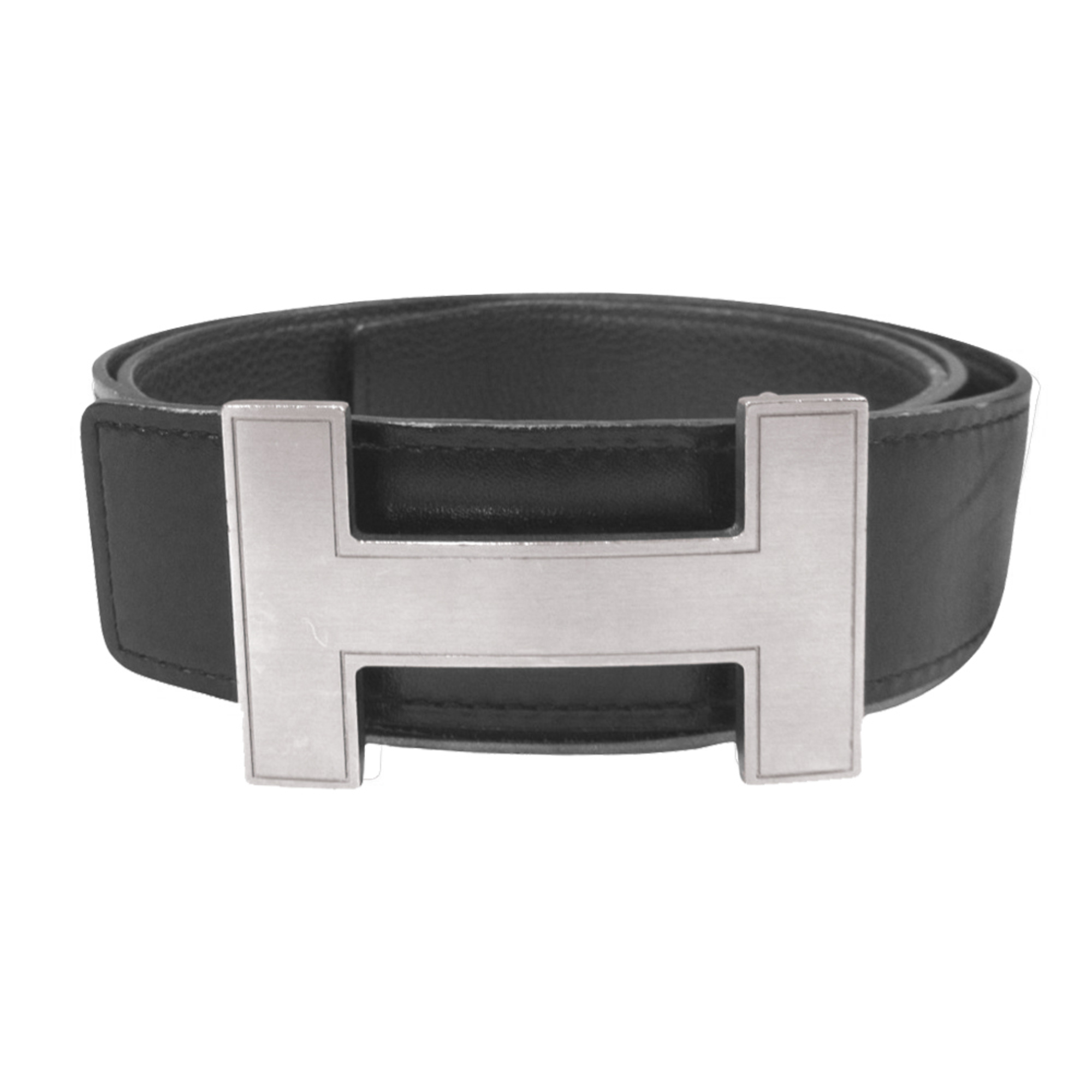 HERMES H-buckle reversible belt in box calf and Togo leather with D stamp, 2019 #95, available black, brown, silver. Men's